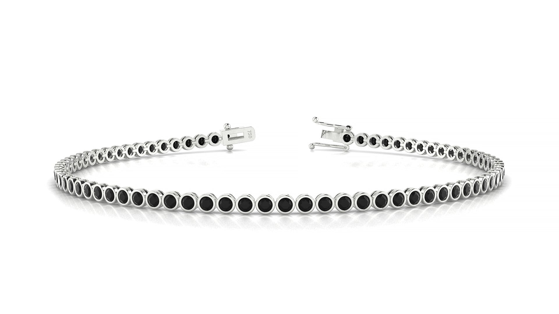 Avila | 18k White Gold 1.7 mm Round Natural Black Diamond Tennis Bracelet
