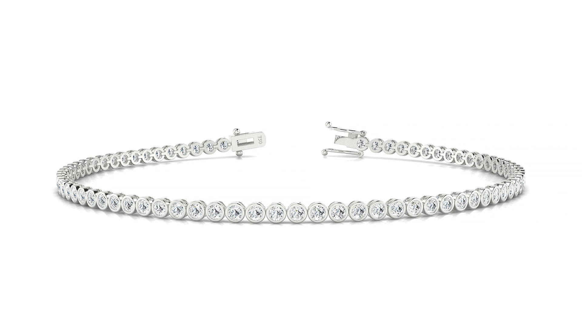Avila | 18k White Gold 1.7 mm Round Natural Diamond 17 cm Tennis Bracelet