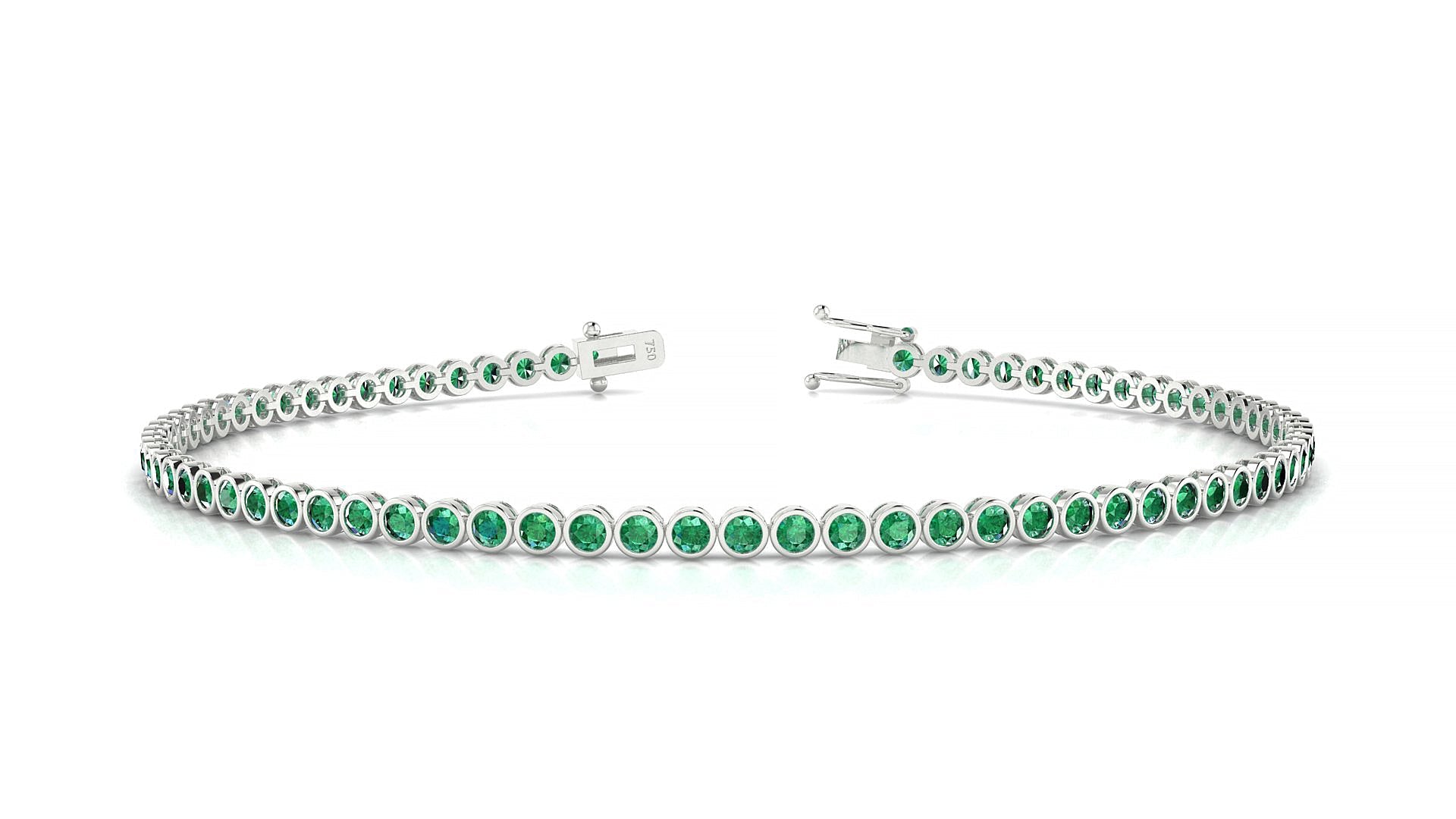 Avila | 18k White Gold 1.7 mm Round Natural Emerald Tennis Bracelet