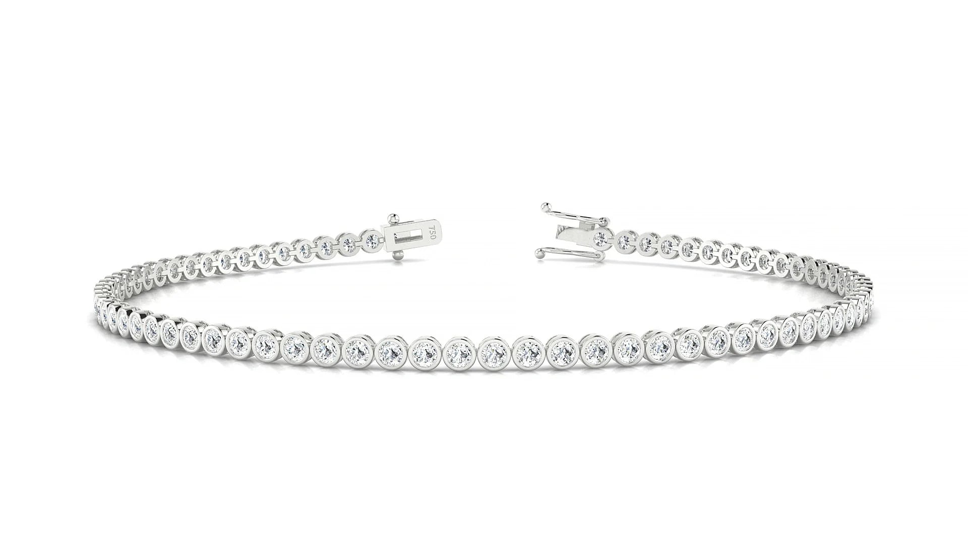 Avila | 18k White Gold 1.7 mm Round Lab-Grown Diamond 18 cm Tennis Bracelet