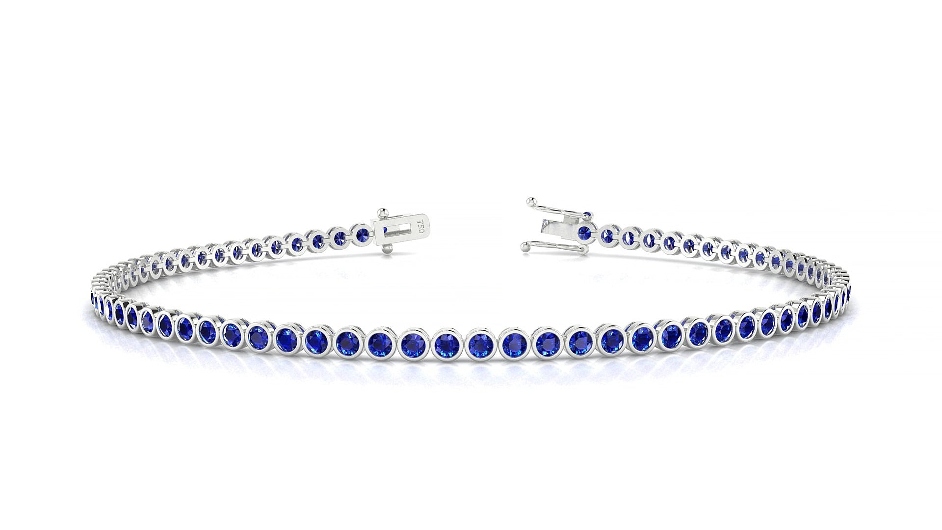 Avila | 18k White Gold 1.7 mm Round Natural Sapphire 19 cm Tennis Bracelet