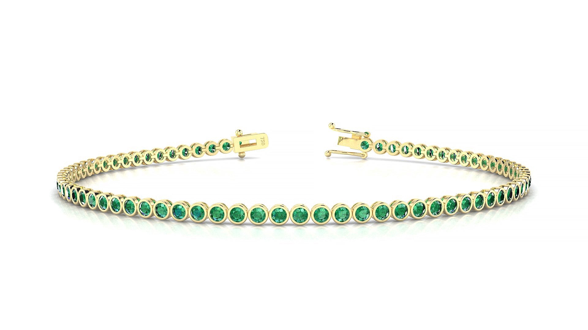 Avila | 18k Yellow Gold 1.7 mm Round Natural Emerald Tennis Bracelet