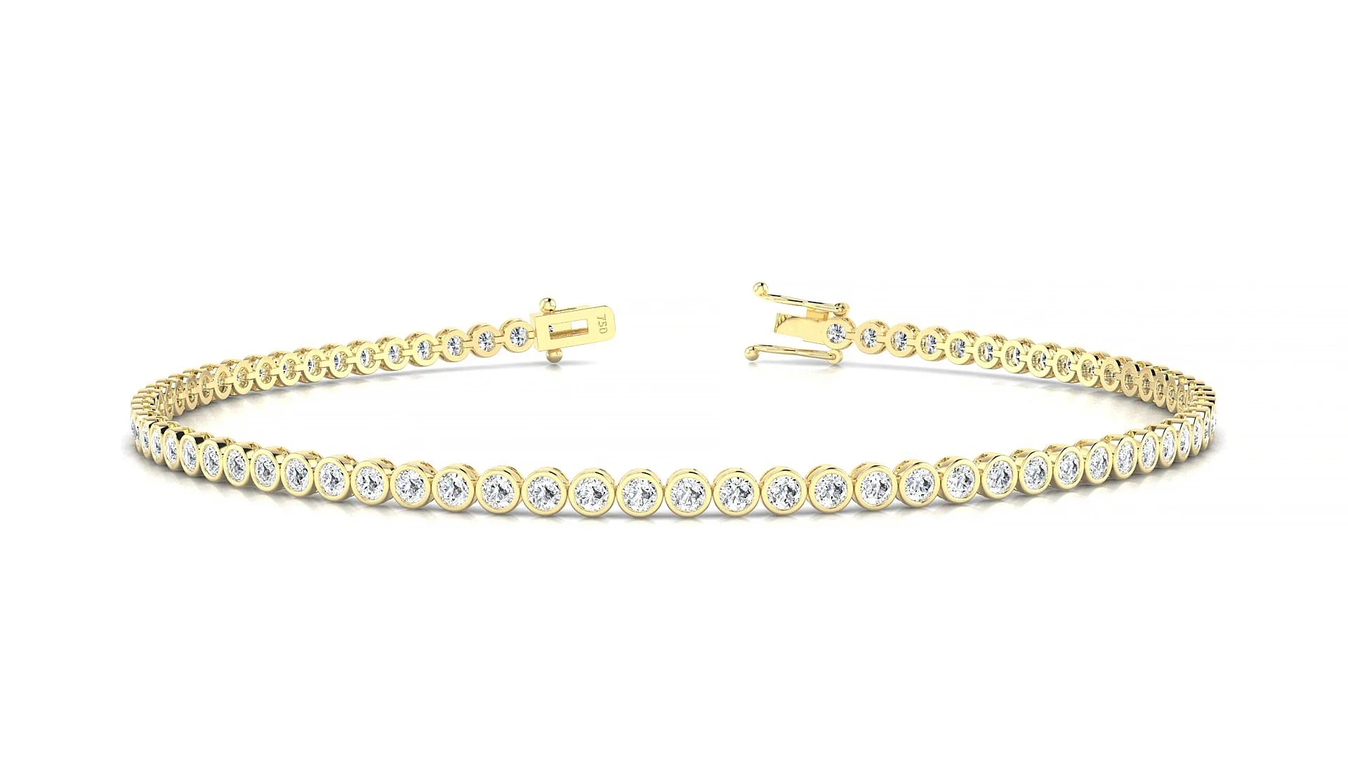 Avila | 18k Yellow Gold 1.7 mm Round Lab-Grown Diamond 18 cm Tennis Bracelet