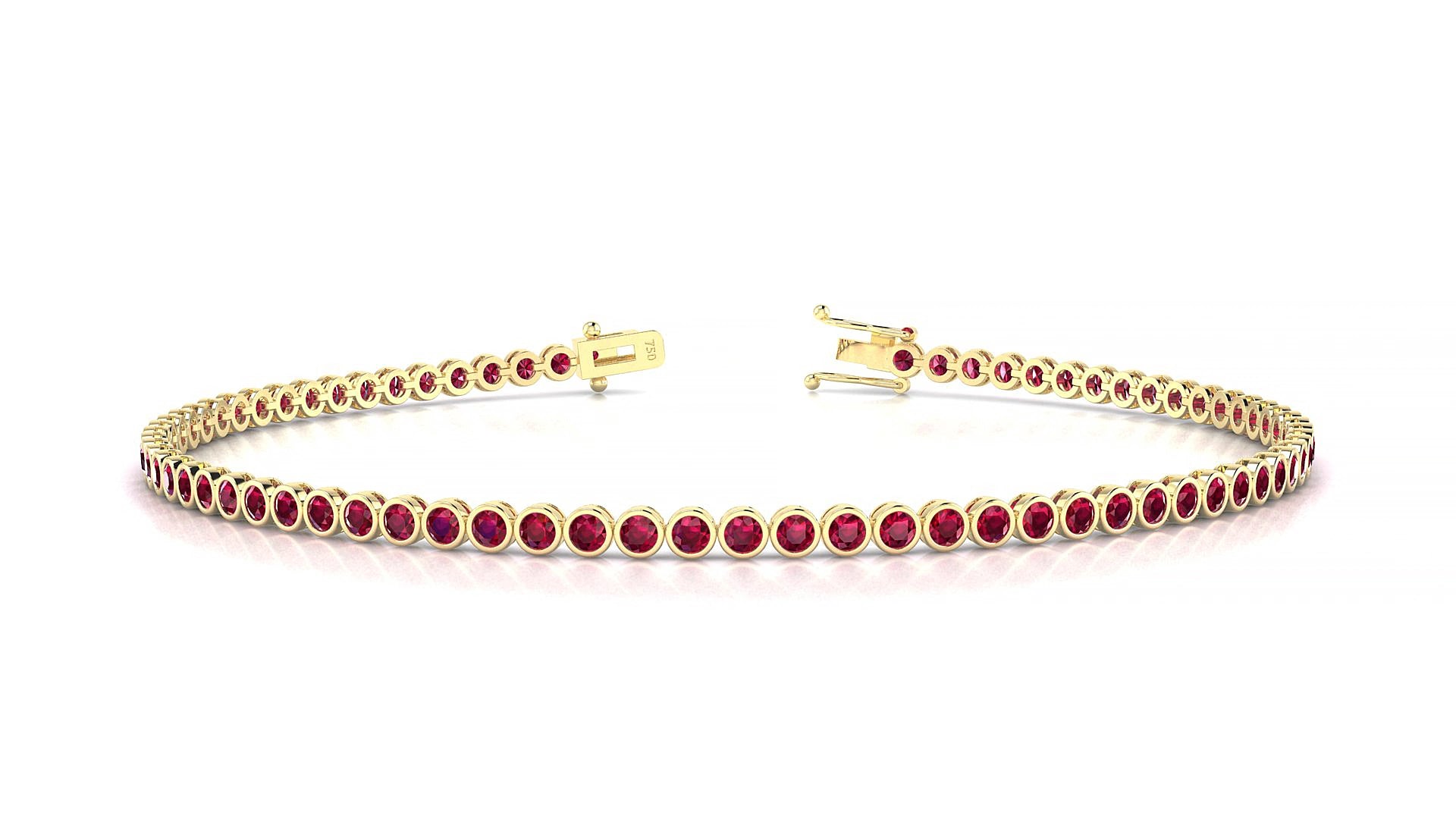 Avila | 18k Yellow Gold 1.7 mm Round Natural Ruby 20 cm Tennis Bracelet