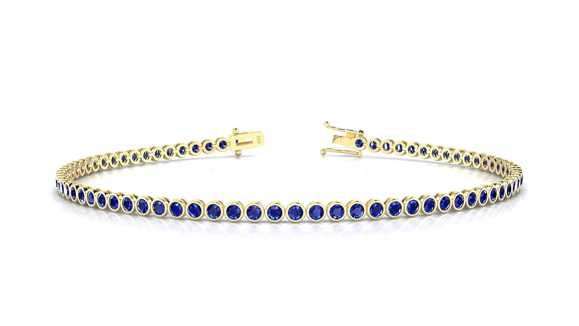 Avila | 18k Yellow Gold 1.7 mm Round Natural Sapphire 20 cm Tennis Bracelet