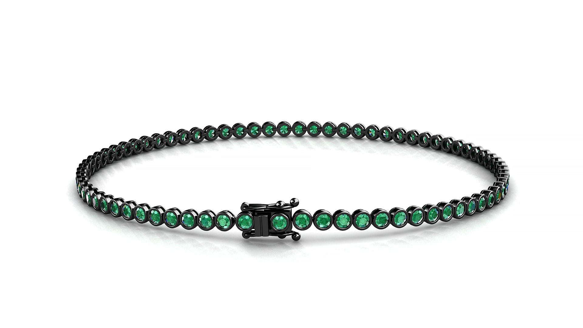 Avila | 18k Black Gold 1.7 mm Round Natural Emerald Tennis Bracelet