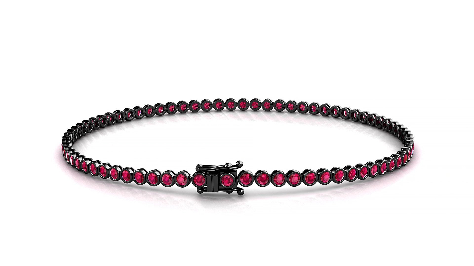 Avila | 18k Black Gold 1.7 mm Round Natural Ruby 18 cm Tennis Bracelet