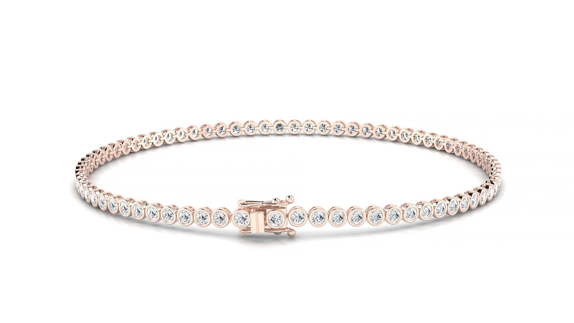 Avila | 18k Rose Gold 1.7 mm Round Natural Diamond 18 cm Tennis Bracelet
