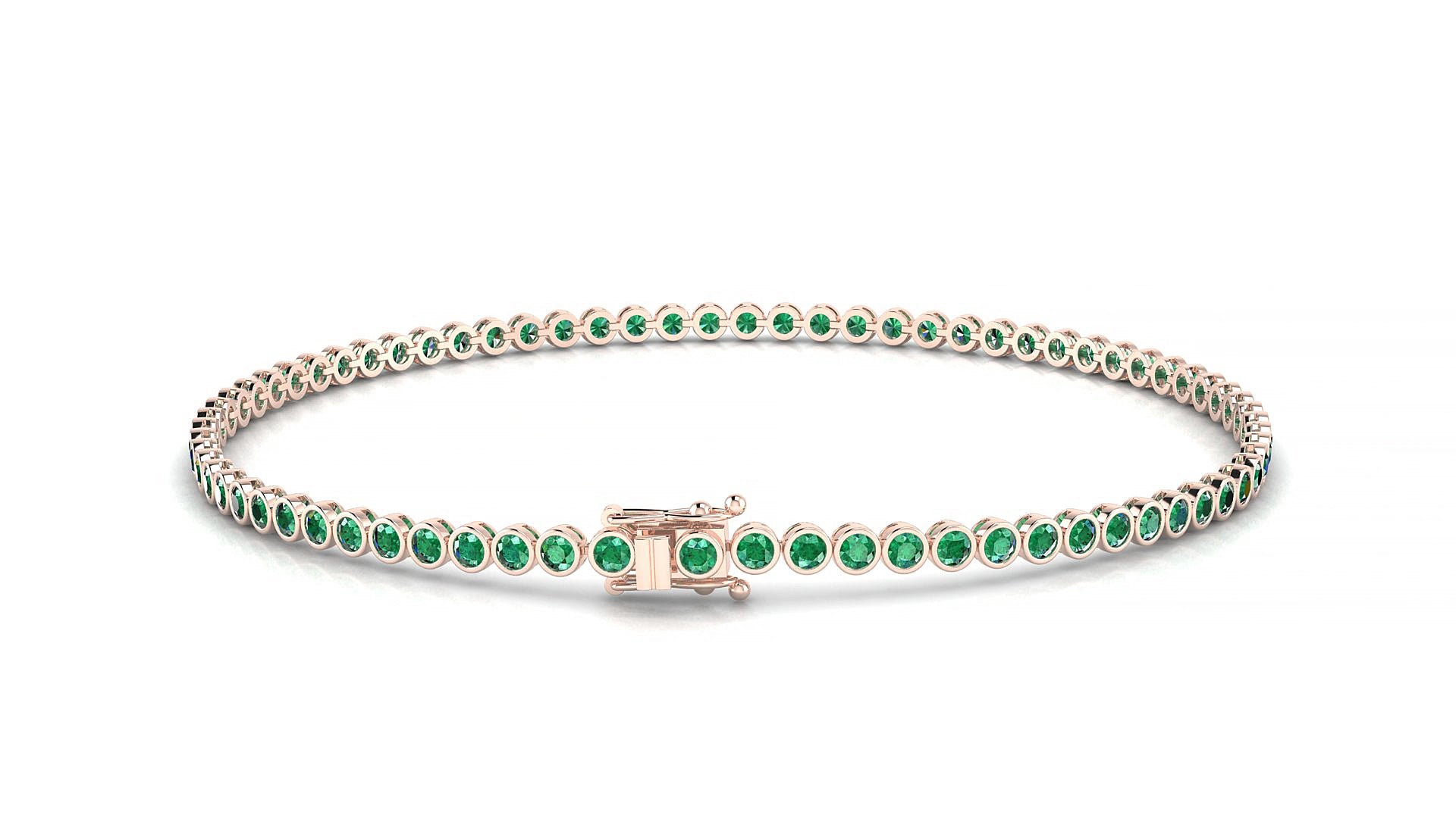 Avila | 18k Rose Gold 1.7 mm Round Natural Emerald 16 cm Tennis Bracelet