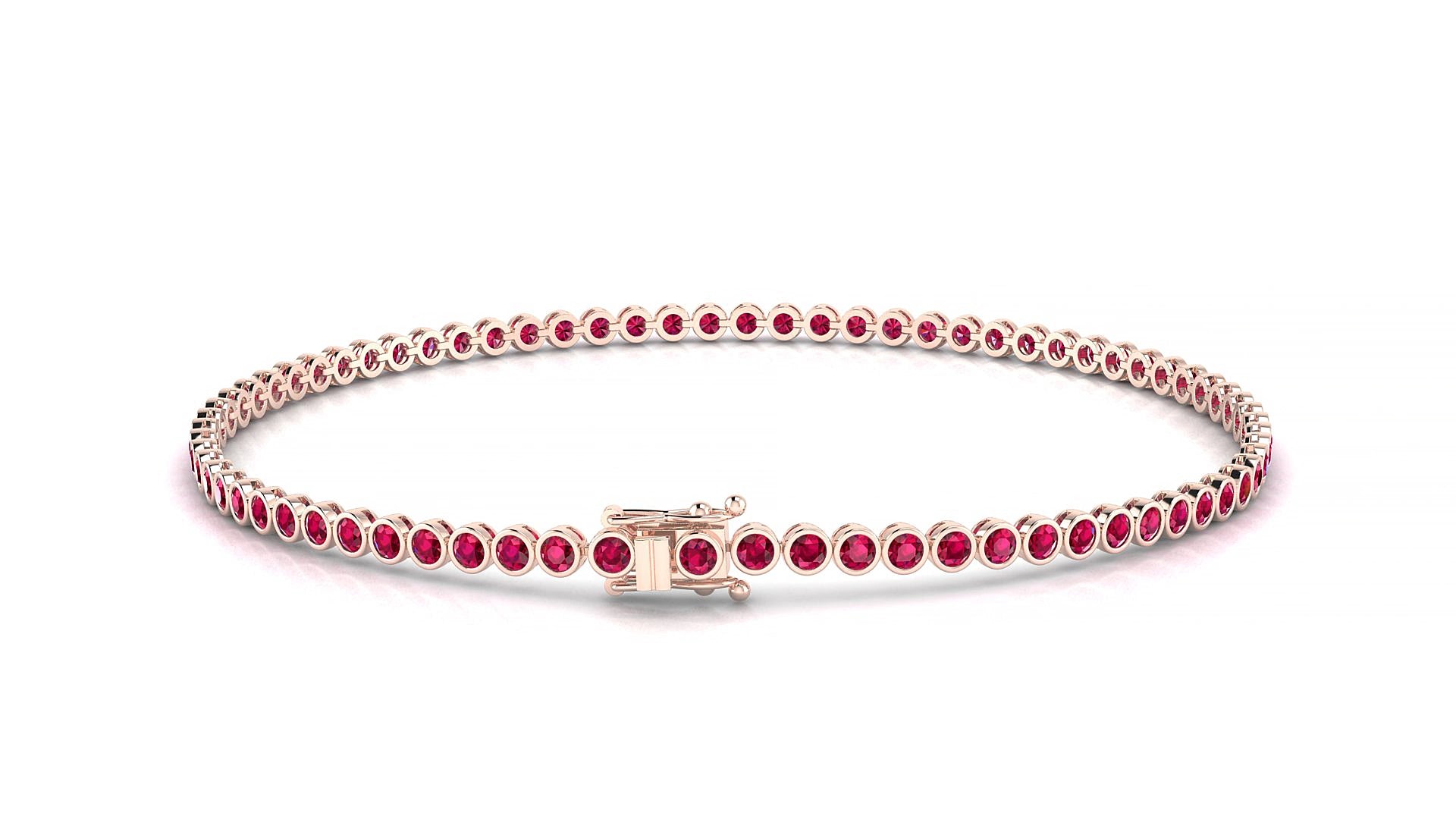 Avila | 18k Rose Gold 1.7 mm Round Natural Ruby 15 cm Tennis Bracelet