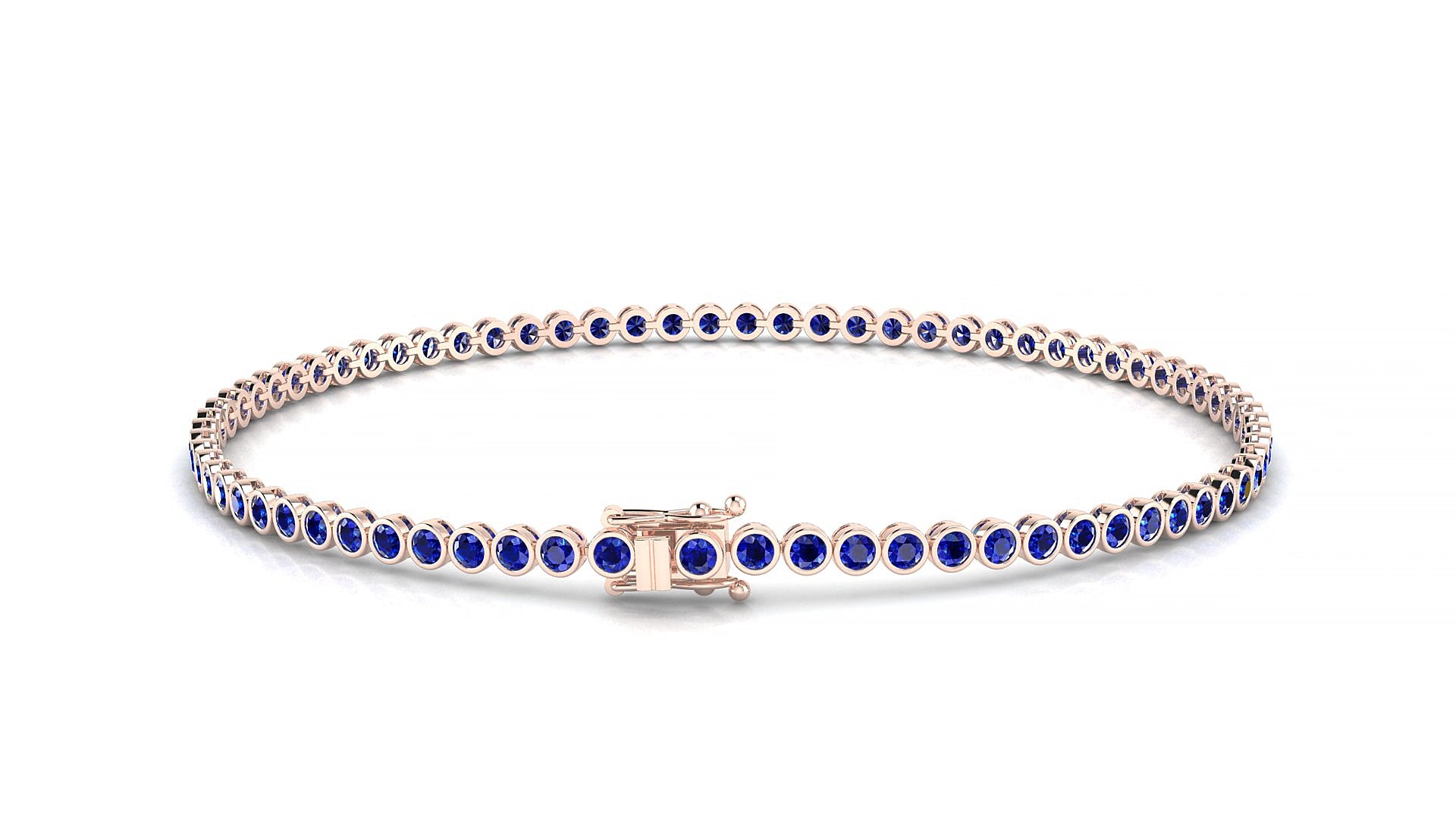 Avila | 18k Rose Gold 1.7 mm Round Natural Sapphire 19 cm Tennis Bracelet