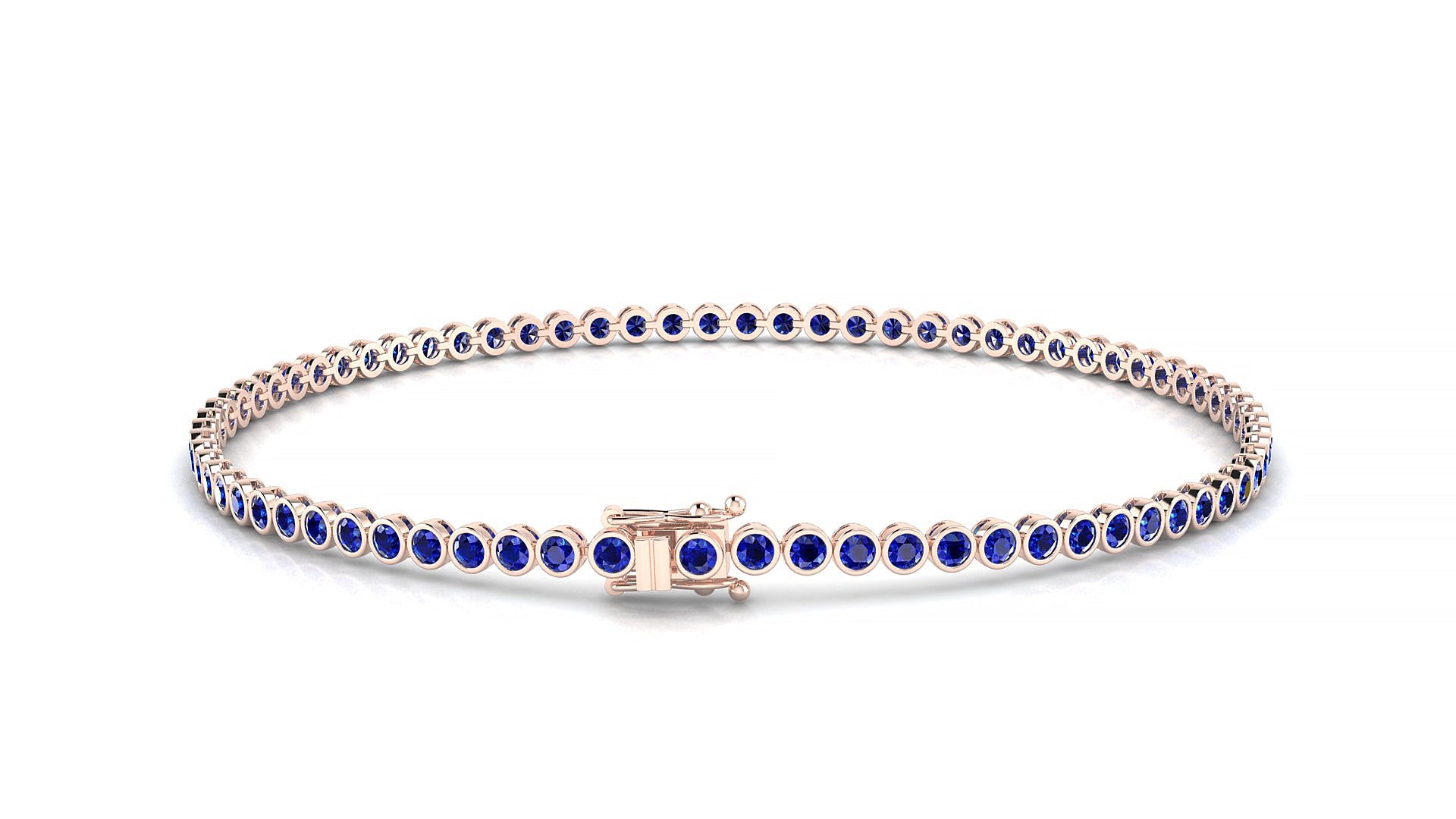 Avila | 18k Rose Gold 1.7 mm Round Natural Sapphire Tennis Bracelet