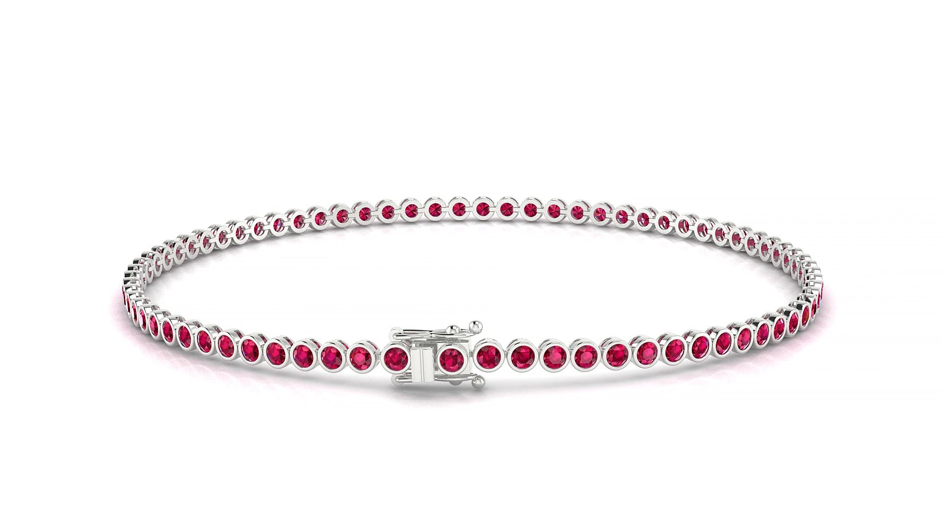 Avila | 18k White Gold 1.7 mm Round Natural Ruby 18 cm Tennis Bracelet