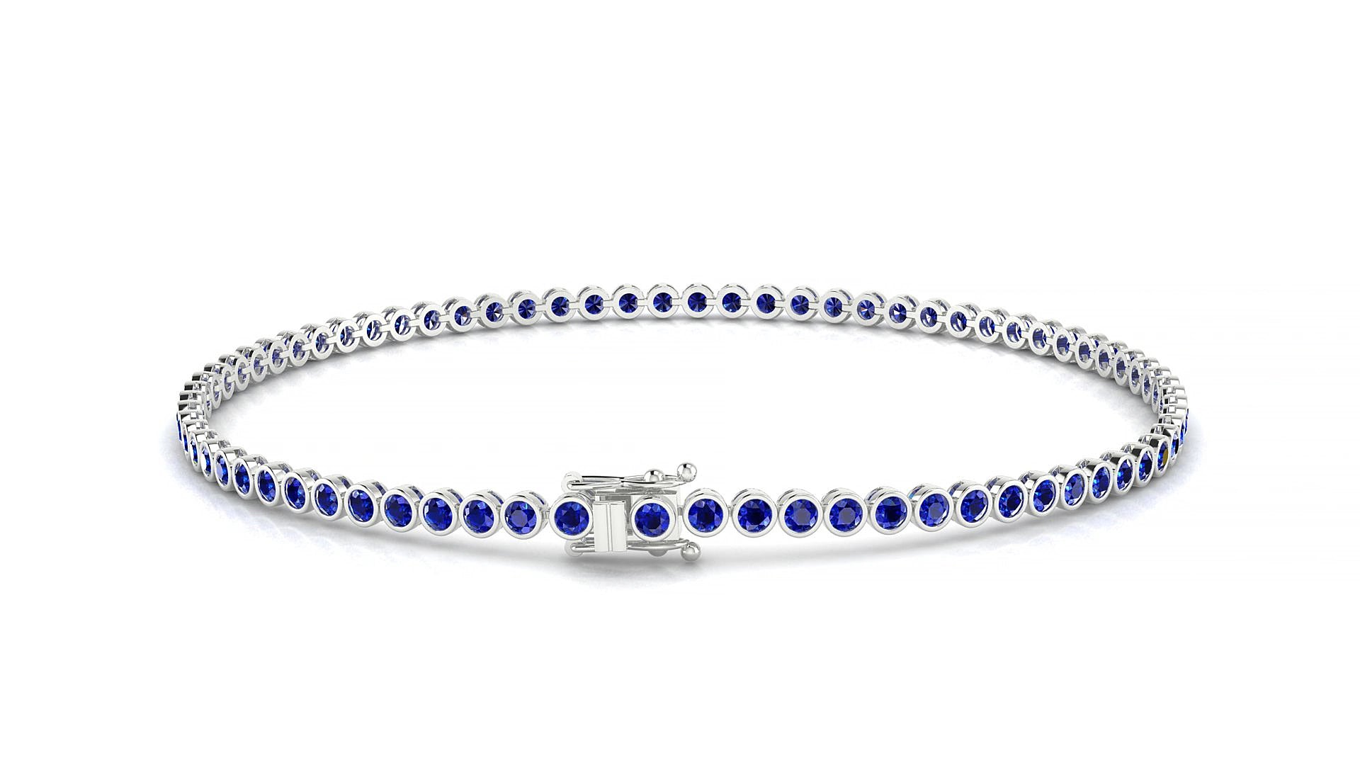 Avila | 18k White Gold 1.7 mm Round Natural Sapphire 19 cm Tennis Bracelet
