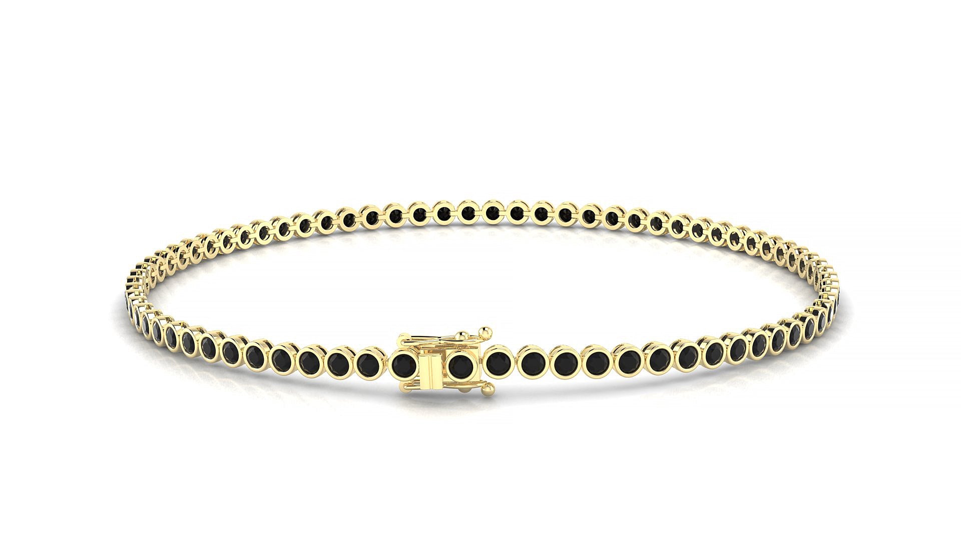 Avila | 18k Yellow Gold 1.7 mm Round Natural Black Diamond Tennis Bracelet