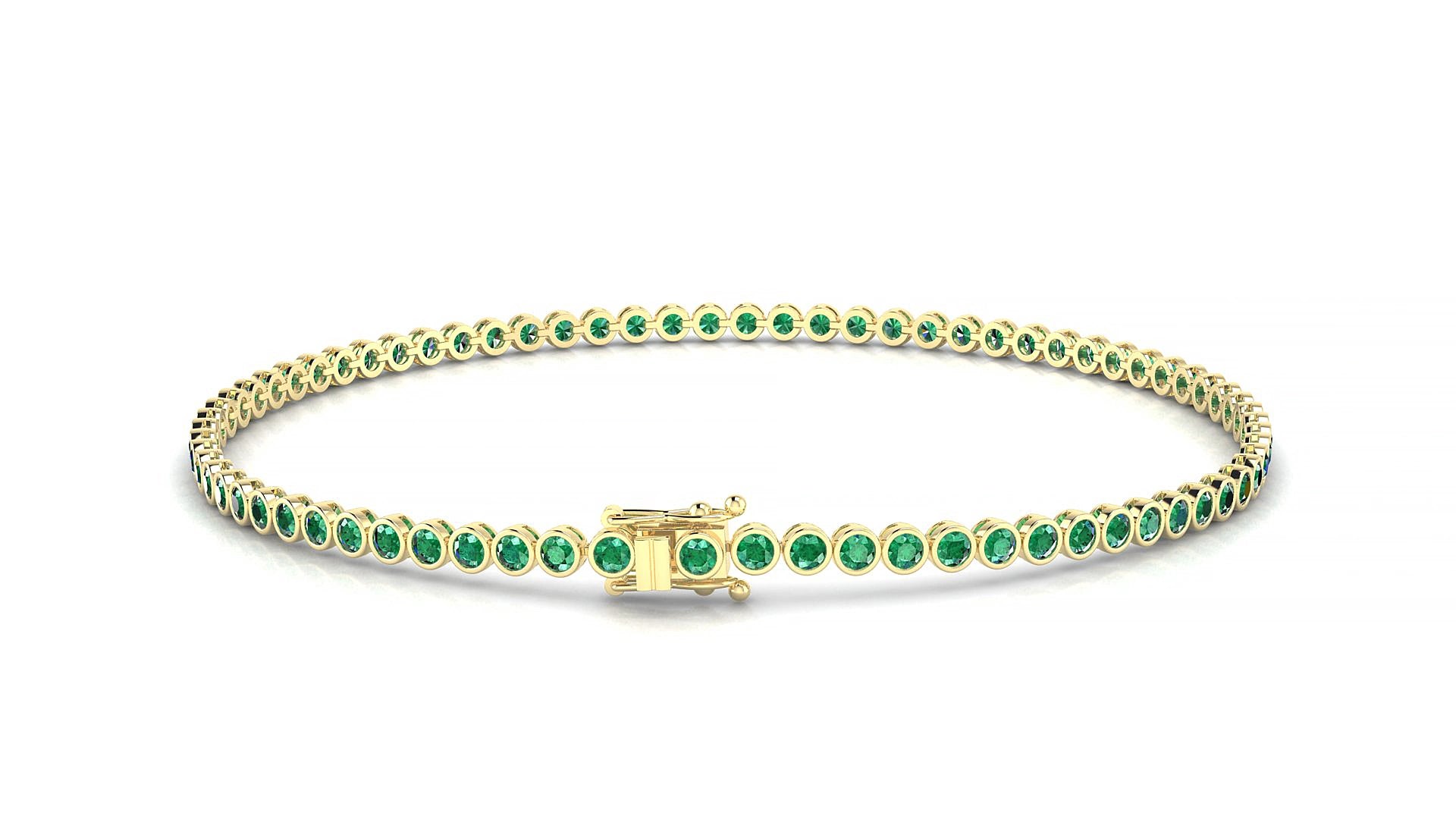 Avila | 18k Yellow Gold 1.7 mm Round Natural Emerald 16 cm Tennis Bracelet