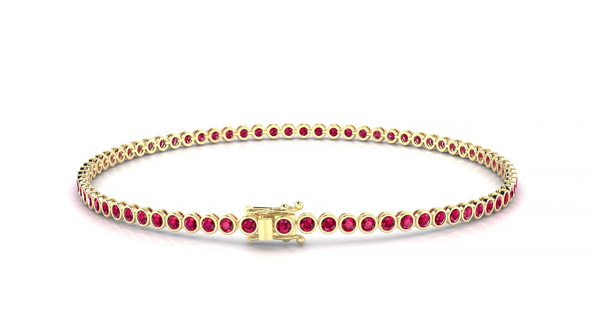 Avila | 18k Yellow Gold 1.7 mm Round Natural Ruby 16 cm Tennis Bracelet
