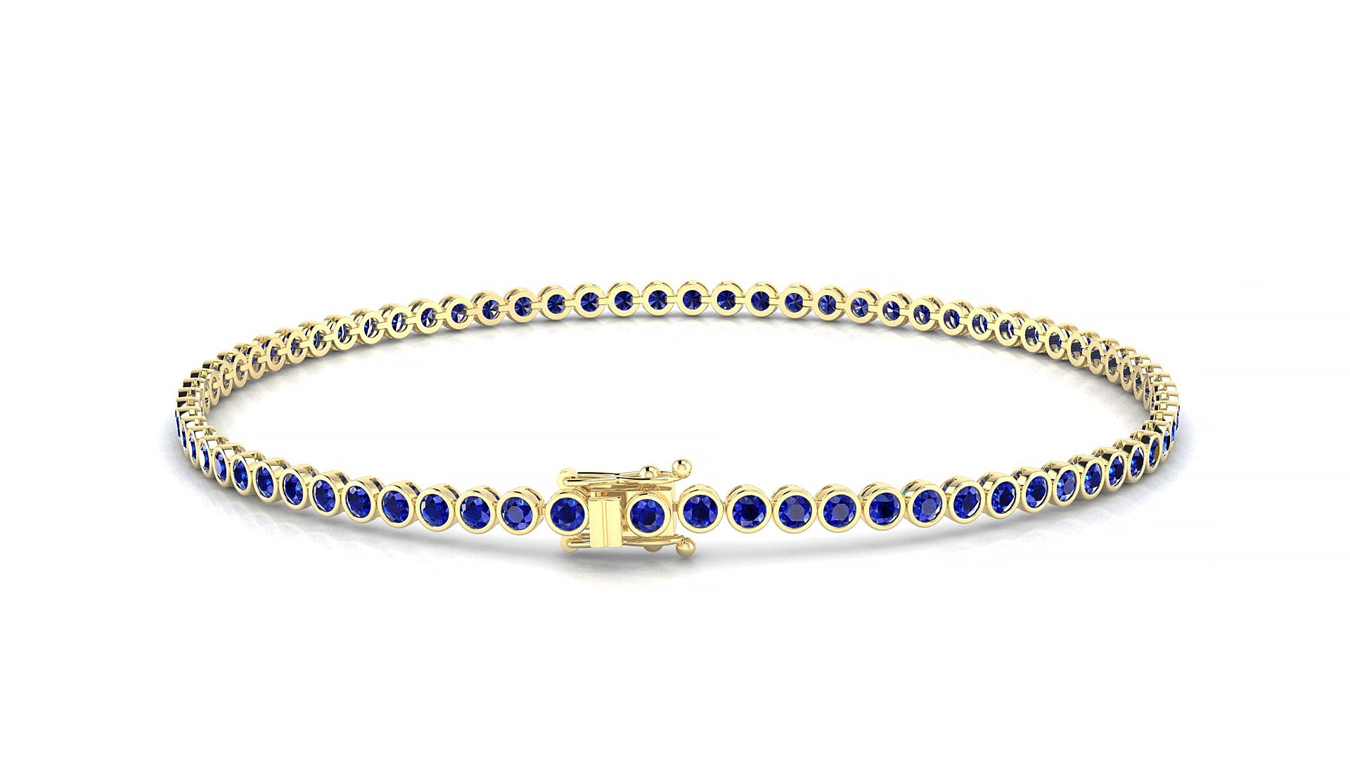Avila | 18k Yellow Gold 1.7 mm Round Natural Sapphire 20 cm Tennis Bracelet