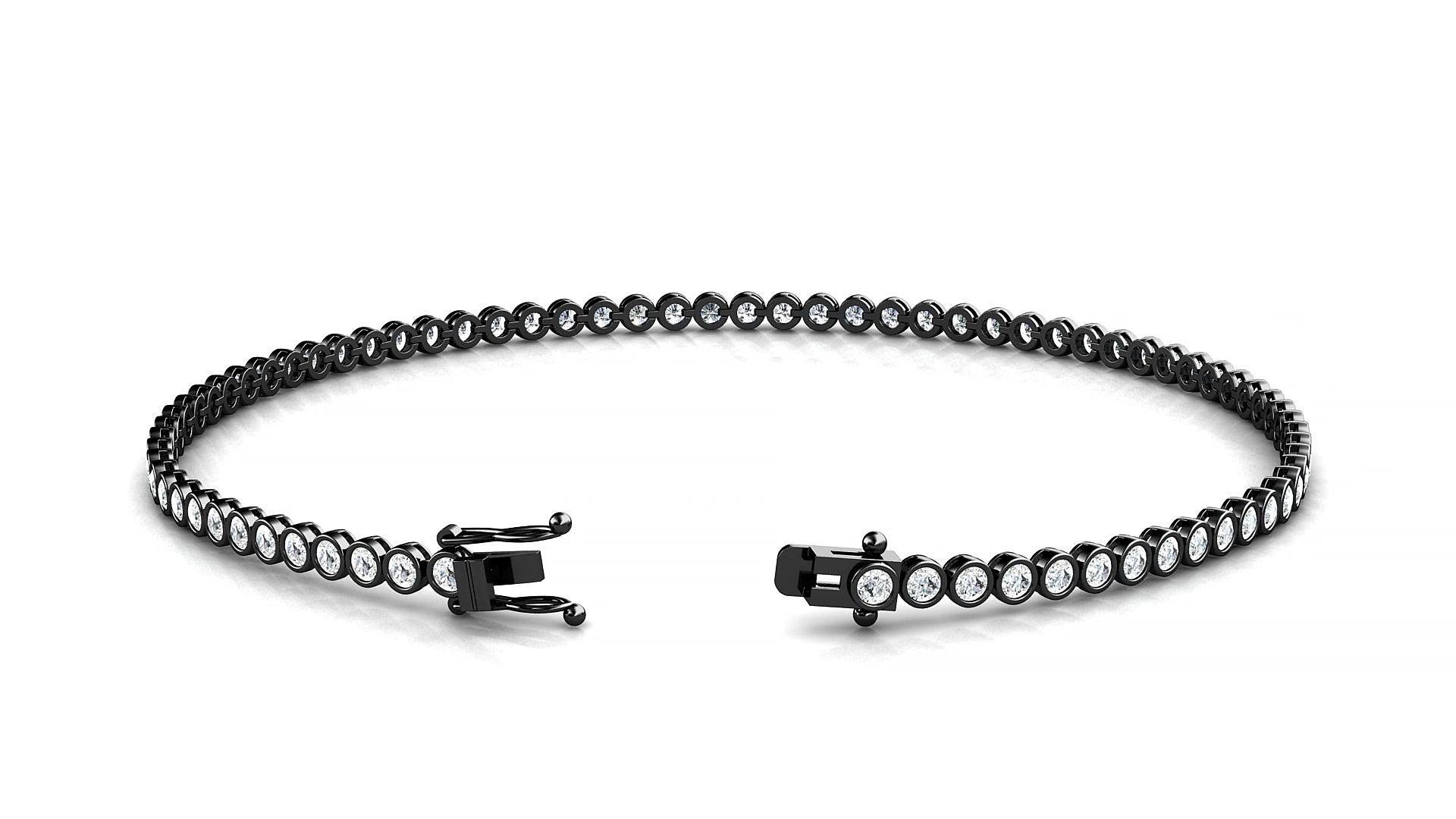 Avila | 18k Black Gold 1.7 mm Round Natural Diamond 15 cm Tennis Bracelet