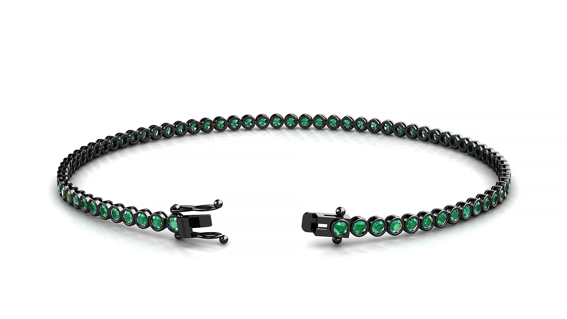 Avila | 18k Black Gold 1.7 mm Round Natural Emerald Tennis Bracelet