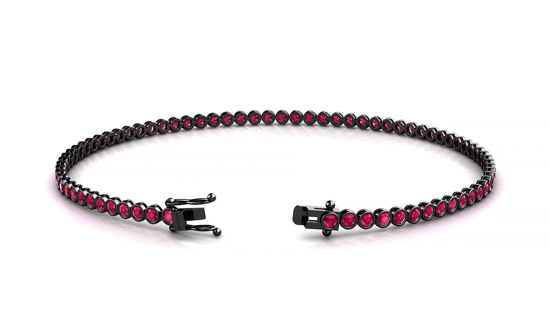 Avila | 18k Black Gold 1.7 mm Round Natural Ruby 19 cm Tennis Bracelet