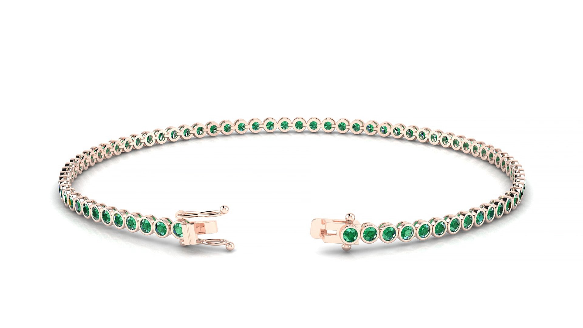 Avila | 18k Rose Gold 1.7 mm Round Natural Emerald 19 cm Tennis Bracelet