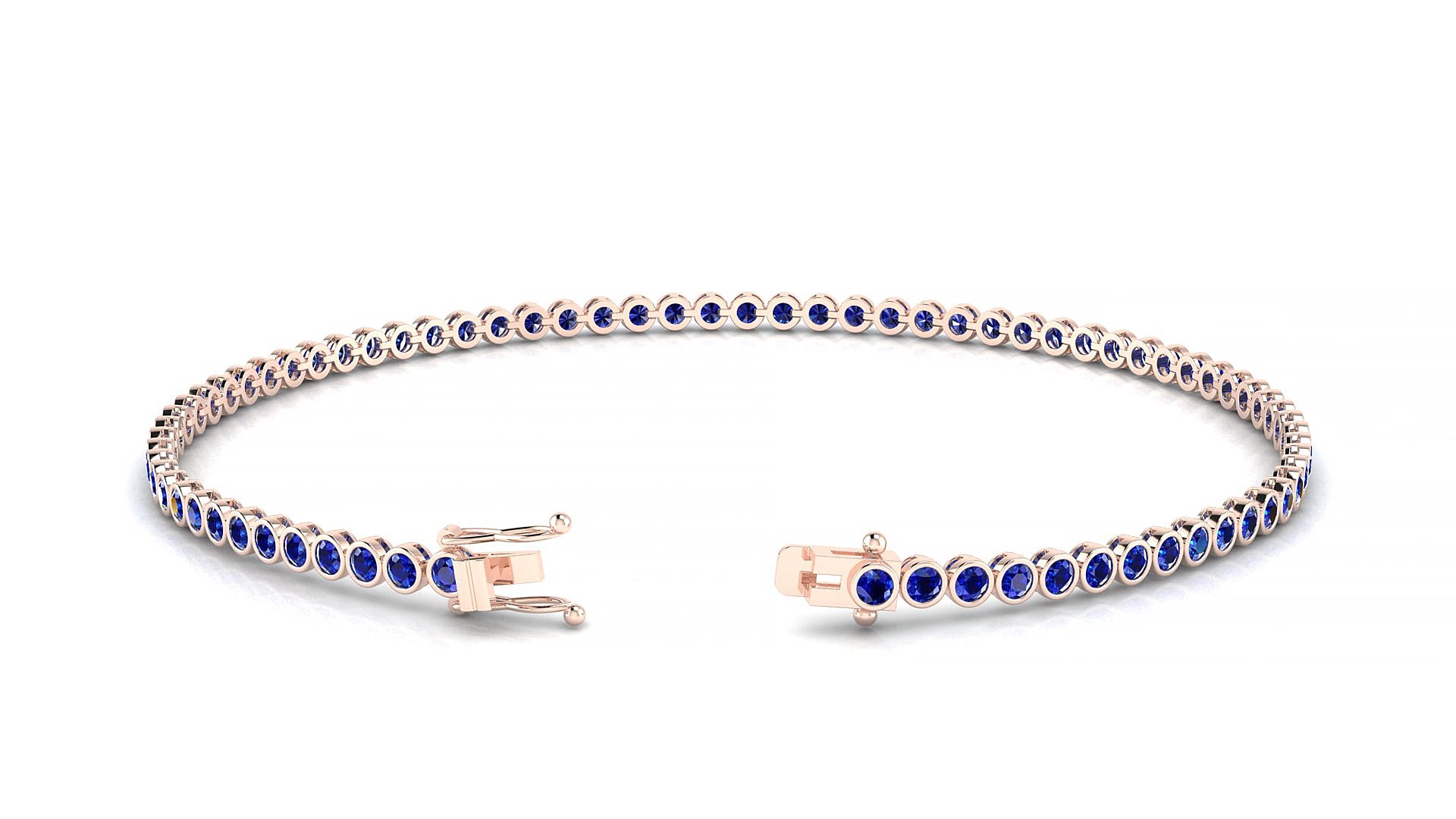 Avila | 18k Rose Gold 1.7 mm Round Natural Sapphire 20 cm Tennis Bracelet