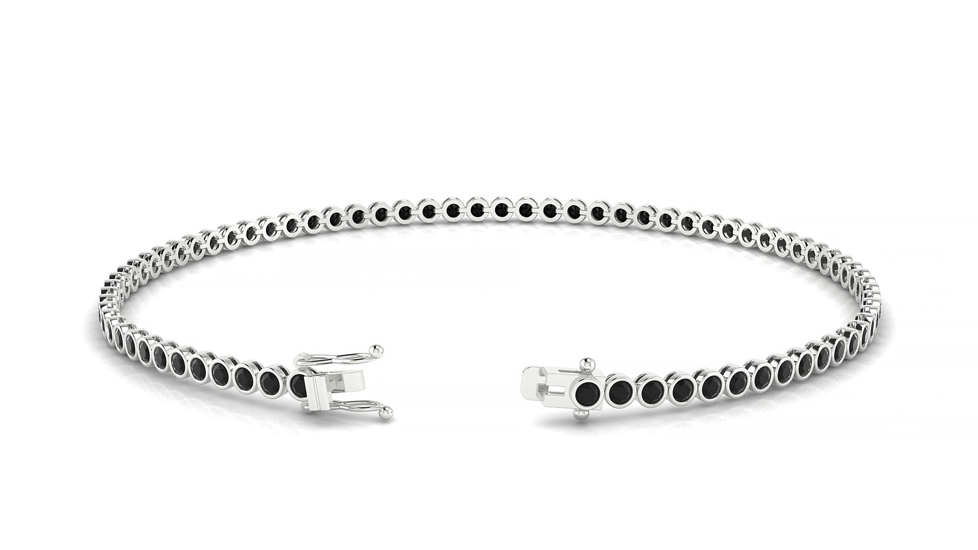 Avila | 18k White Gold 1.7 mm Round Natural Black Diamond 15 cm Tennis Bracelet