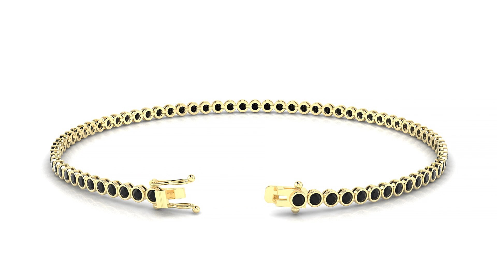 Avila | 18k Yellow Gold 1.7 mm Round Natural Black Diamond 15 cm Tennis Bracelet