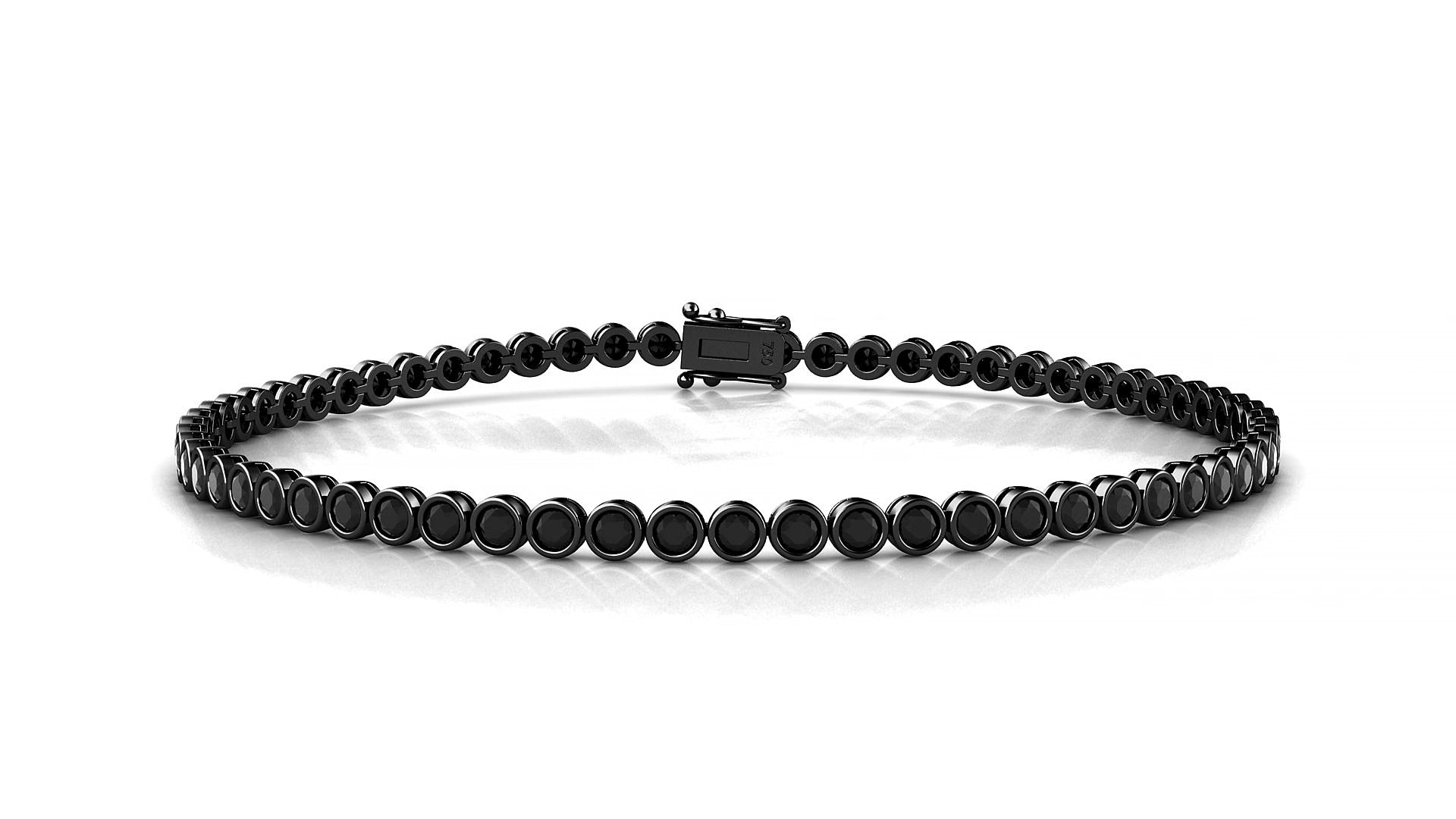 Avila | 18k Black Gold 2 mm Round Natural Black Diamond 16 cm Tennis Bracelet