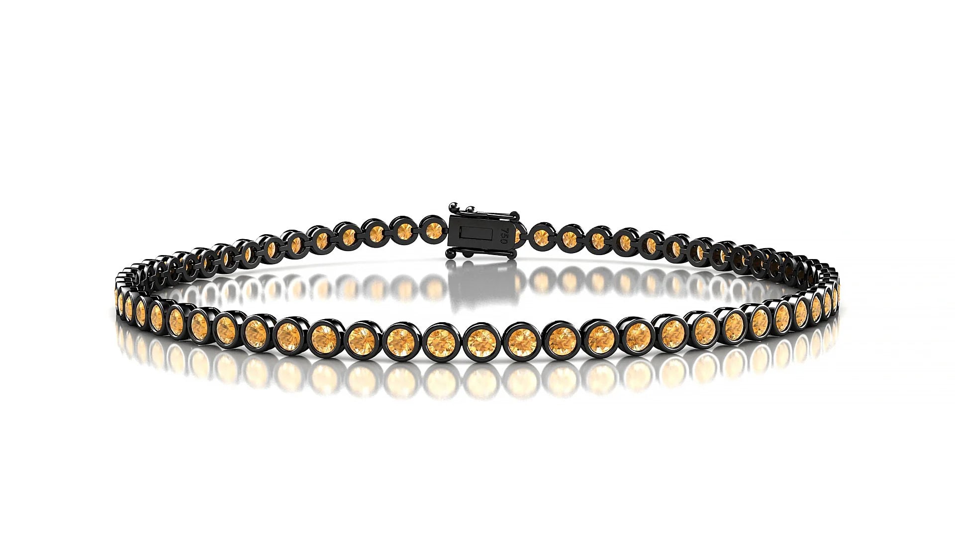 Avila | 18k Black Gold 2 mm Round Natural Citrine Tennis Bracelet