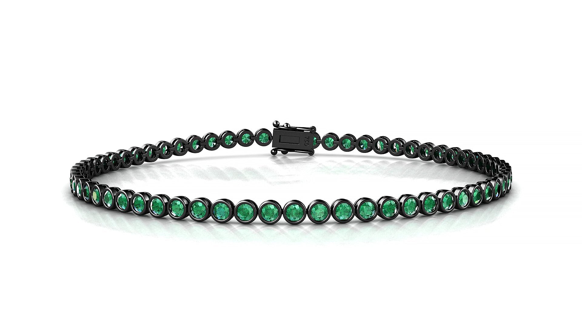 Avila | 18k Black Gold 2 mm Round Natural Emerald Tennis Bracelet