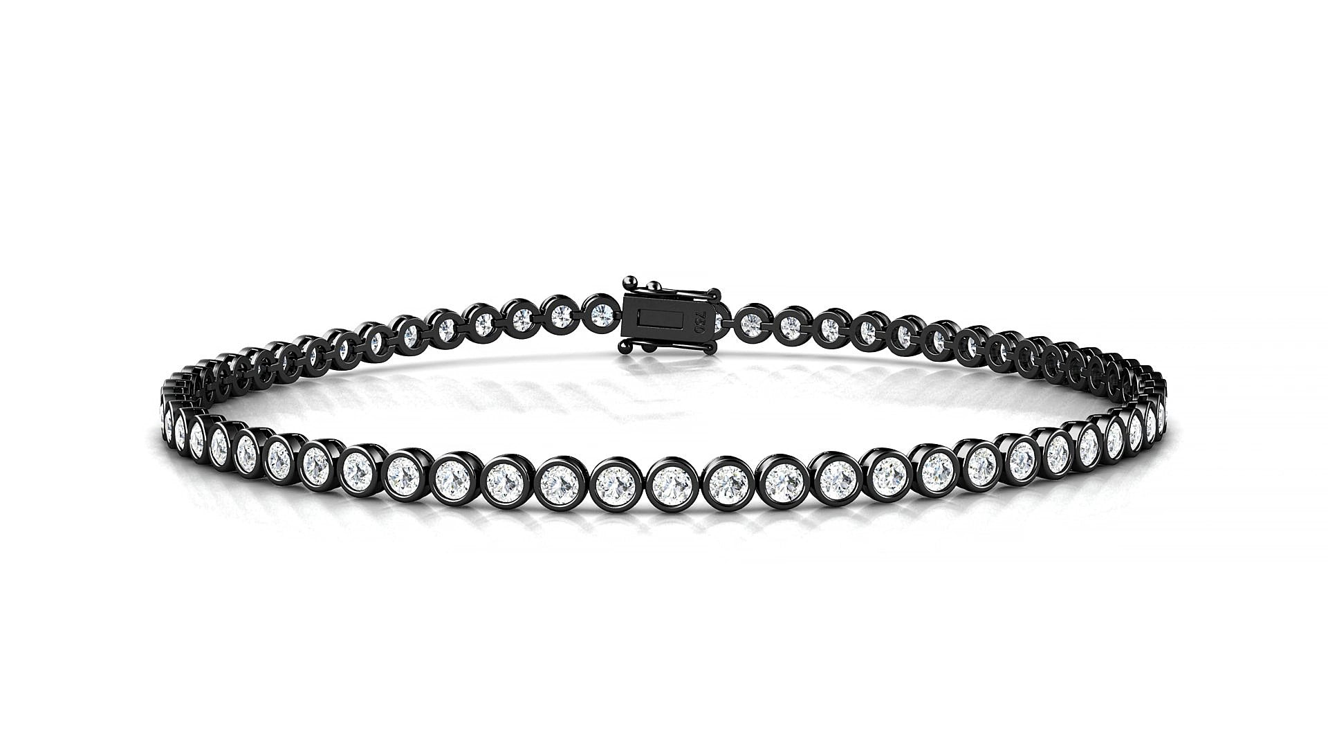 Avila | 18k Black Gold 2 mm Round Lab-Grown Diamond 18 cm Tennis Bracelet
