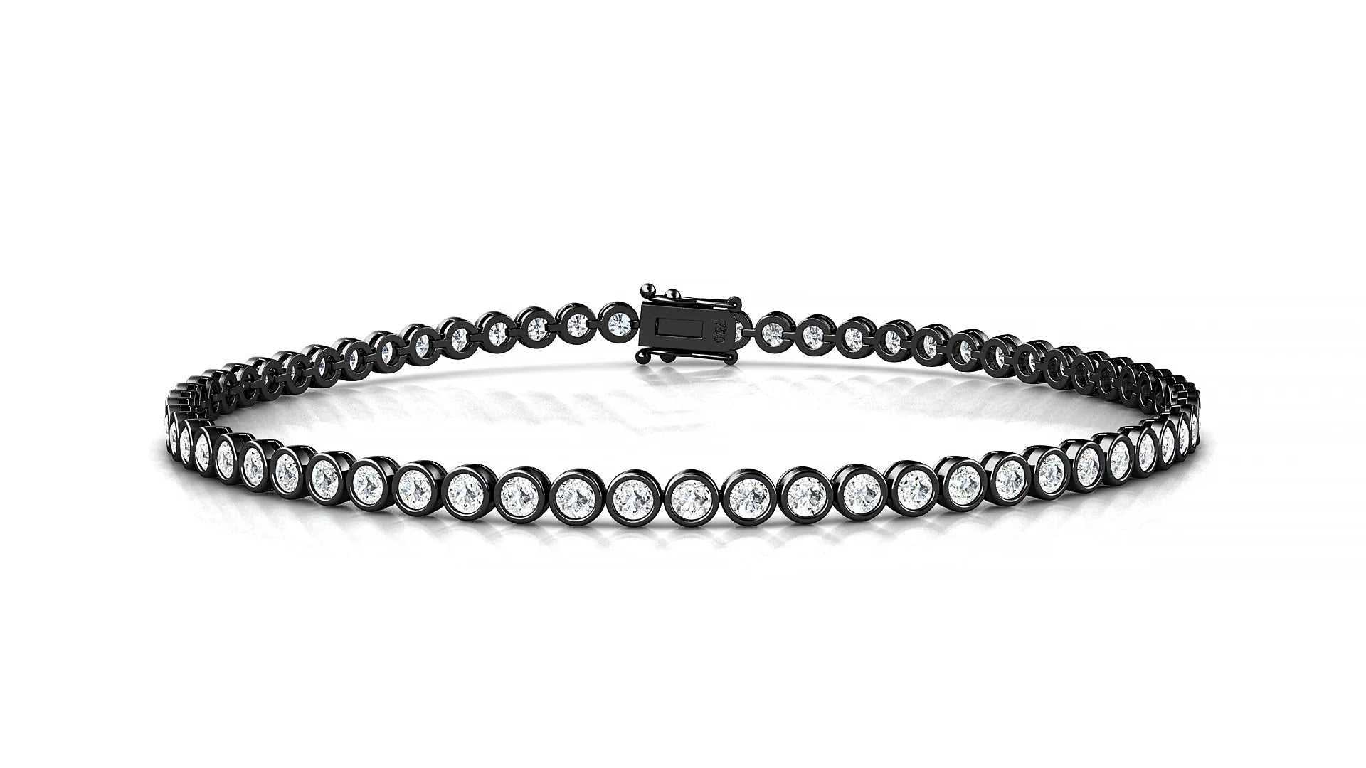 Avila | 18k Black Gold 2 mm Round Lab-Grown Diamond 18 cm Tennis Bracelet