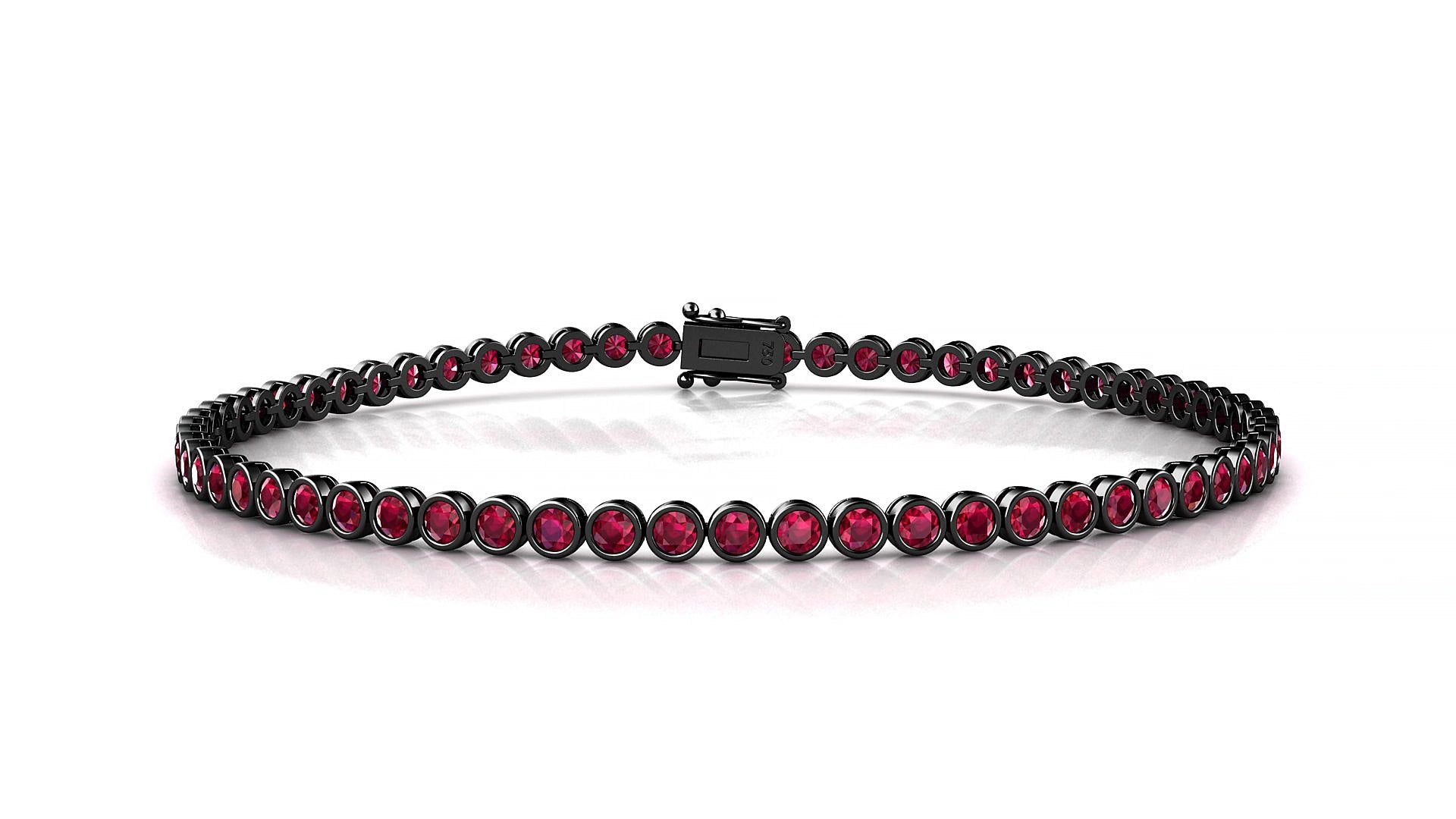 Avila | 18k Black Gold 2 mm Round Natural Ruby 19 cm Tennis Bracelet