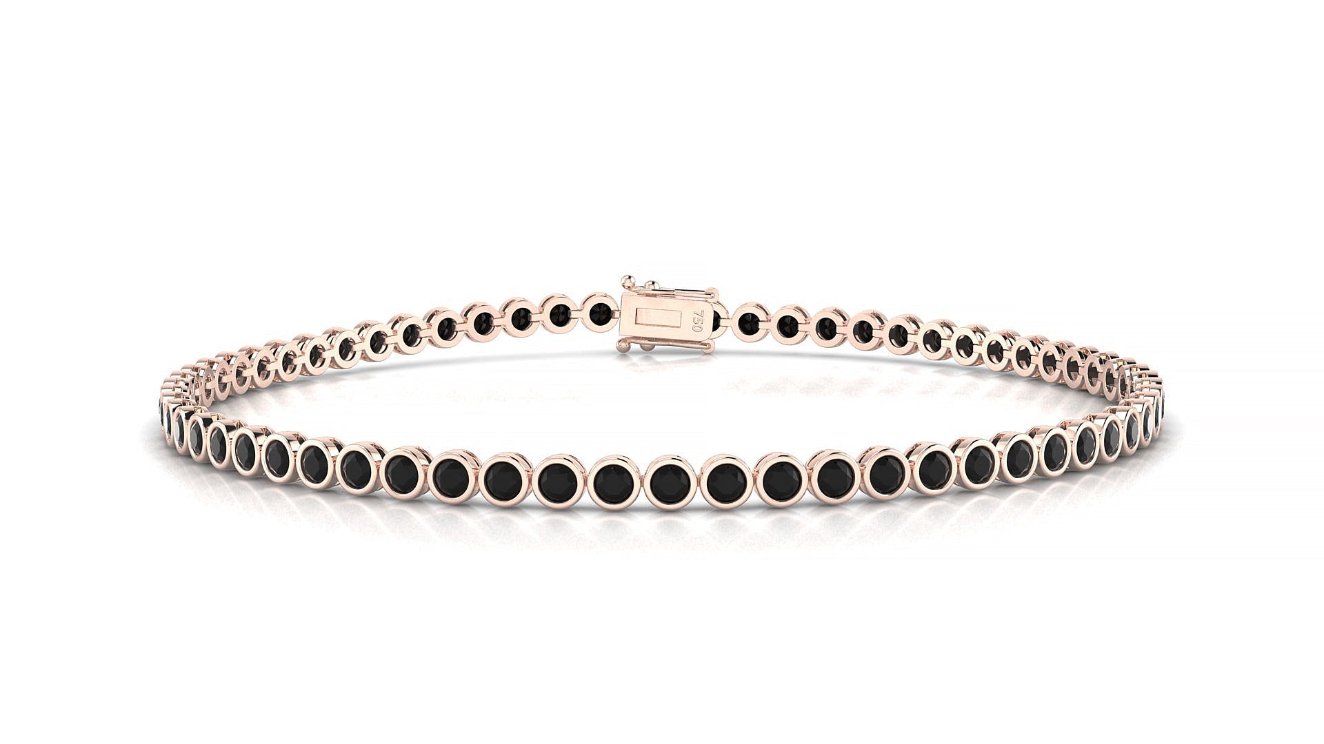 Avila | 18k Rose Gold 2 mm Round Natural Black Diamond Tennis Bracelet