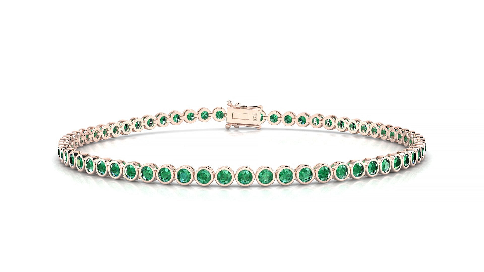 Avila | 18k Rose Gold 2 mm Round Natural Emerald Tennis Bracelet