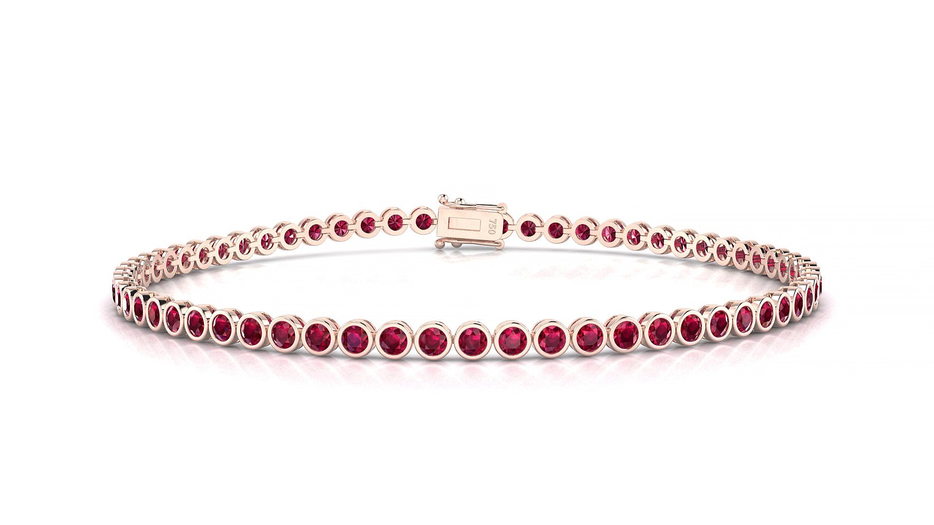 Avila | 18k Rose Gold 2 mm Round Natural Ruby 18 cm Tennis Bracelet