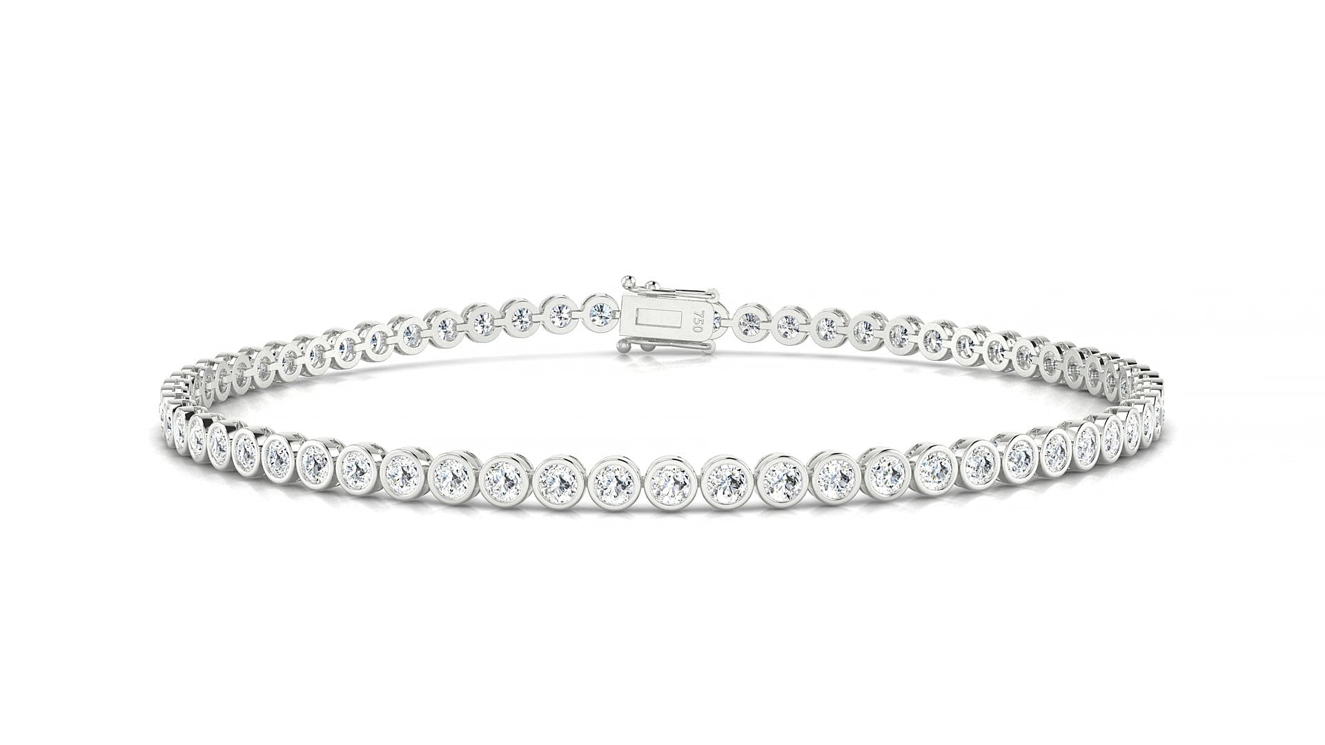 Avila | 18k White Gold 2 mm Round Natural Diamond 15 cm Tennis Bracelet