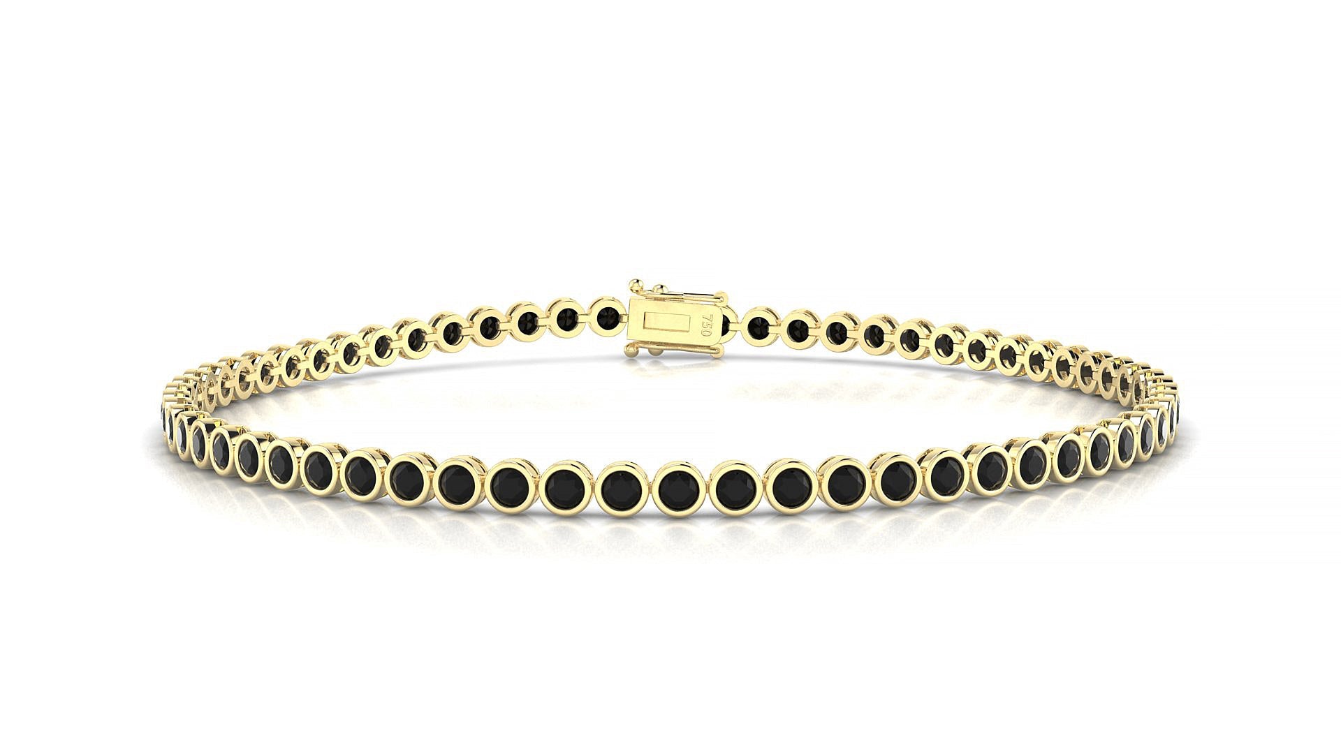 Avila | 18k Yellow Gold 2 mm Round Natural Black Diamond Tennis Bracelet