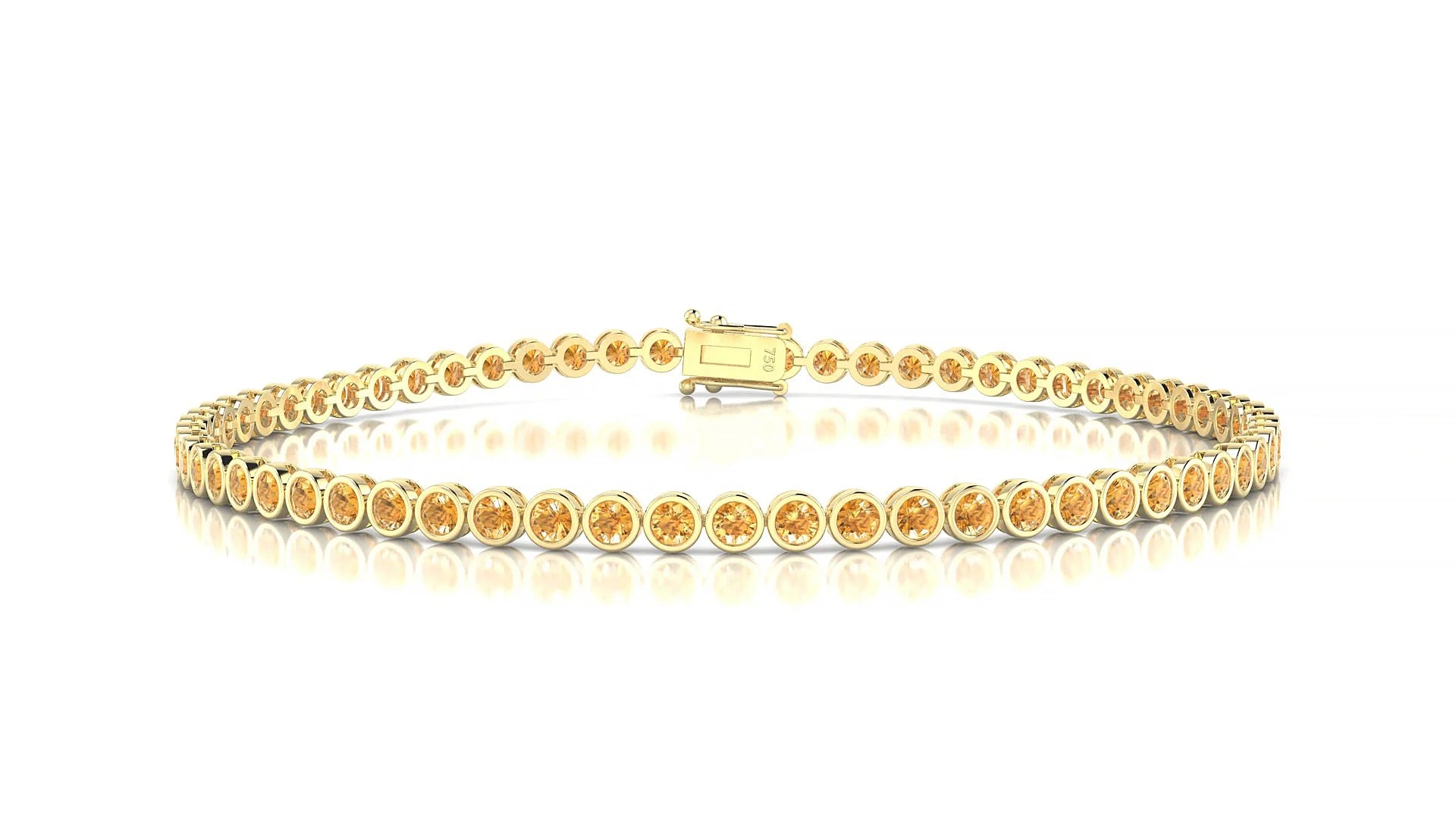 Avila | 18k Yellow Gold 2 mm Round Natural Citrine Tennis Bracelet