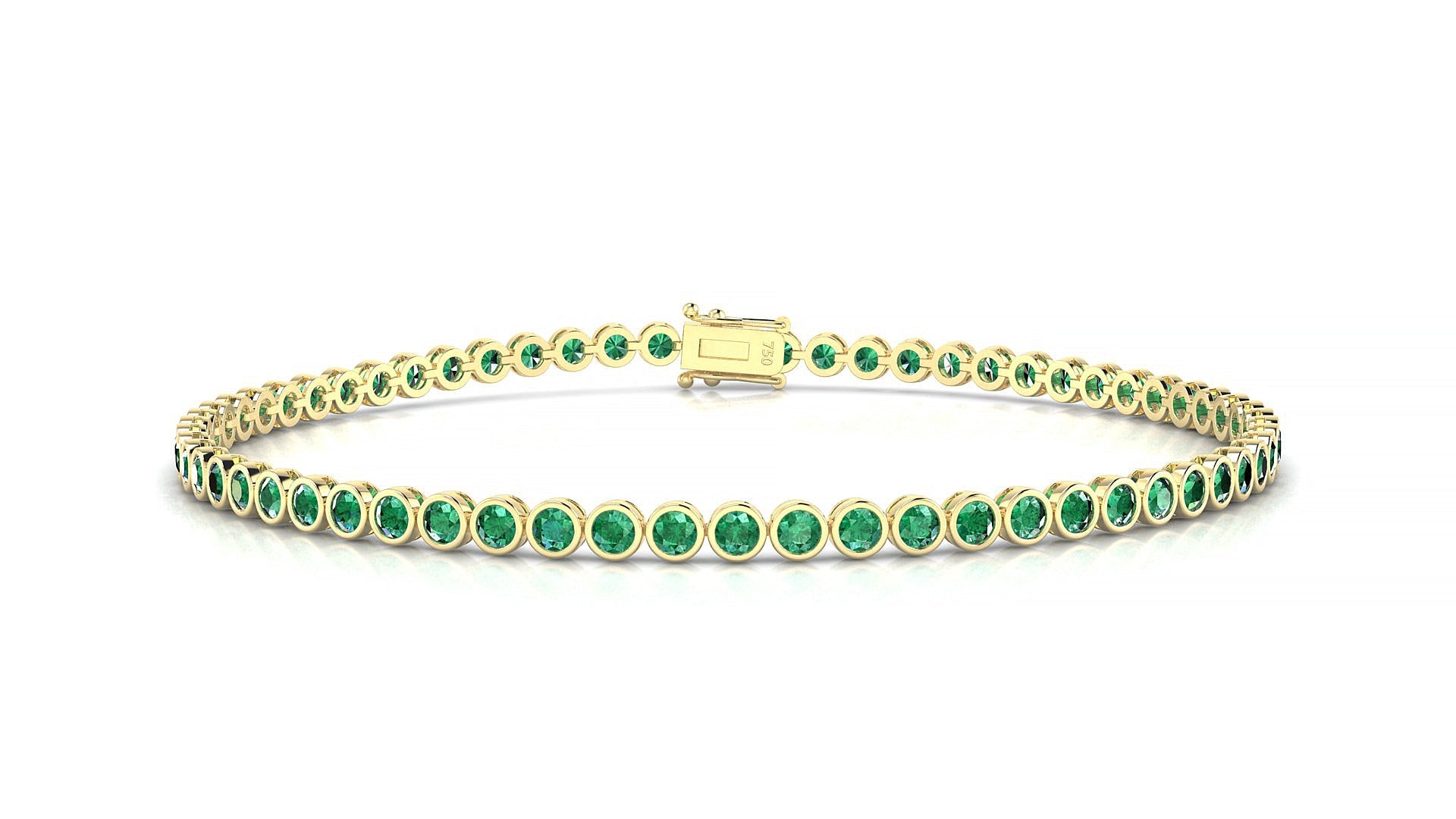 Avila | 18k Yellow Gold 2 mm Round Natural Emerald Tennis Bracelet