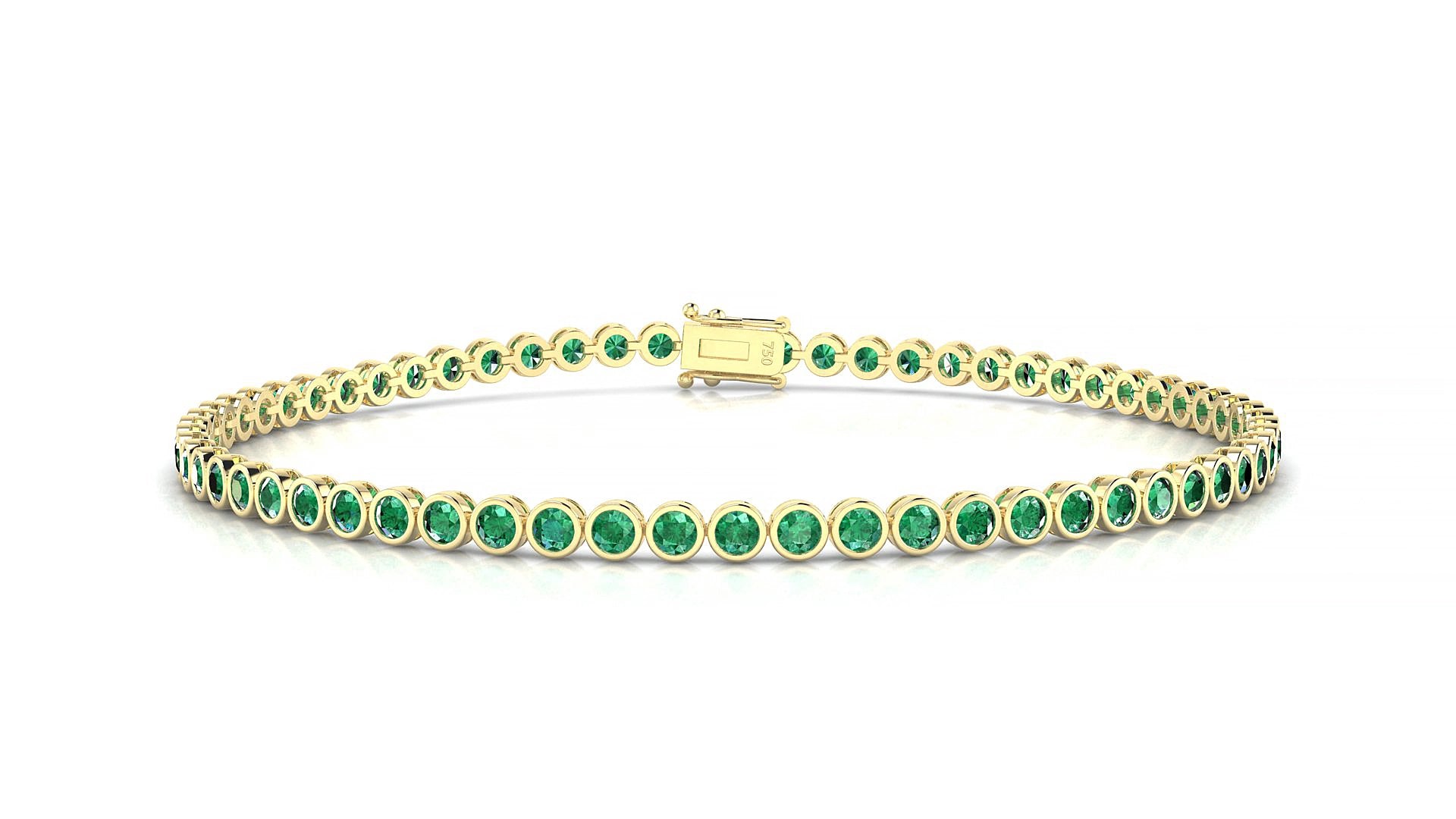 Avila | 18k Yellow Gold 2 mm Round Natural Emerald 15 cm Tennis Bracelet