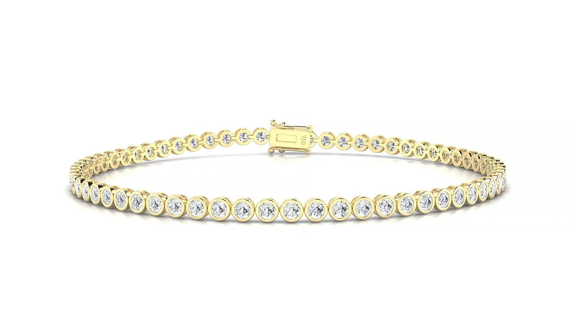Avila | 18k Yellow Gold 2 mm Round Lab-Grown Diamond 18 cm Tennis Bracelet