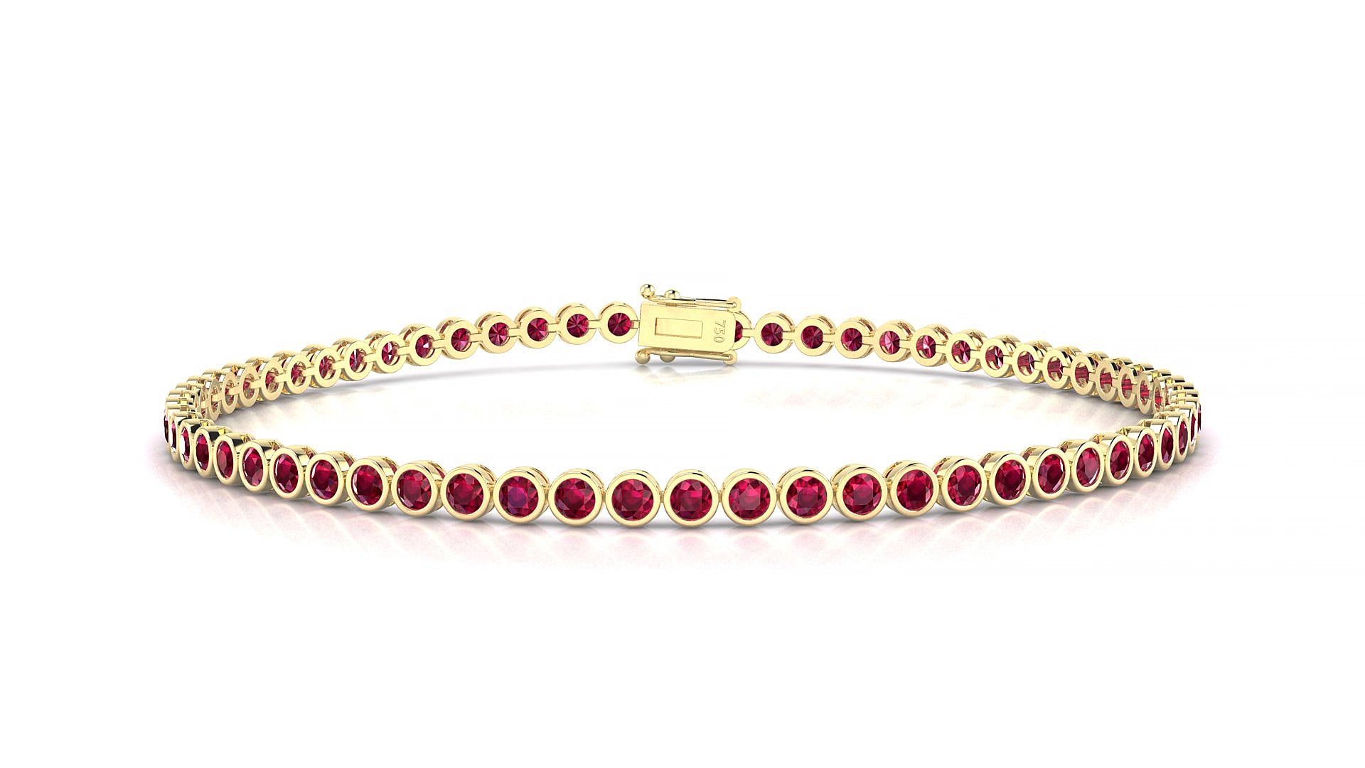 Avila | 18k Yellow Gold 2 mm Round Natural Ruby 16 cm Tennis Bracelet