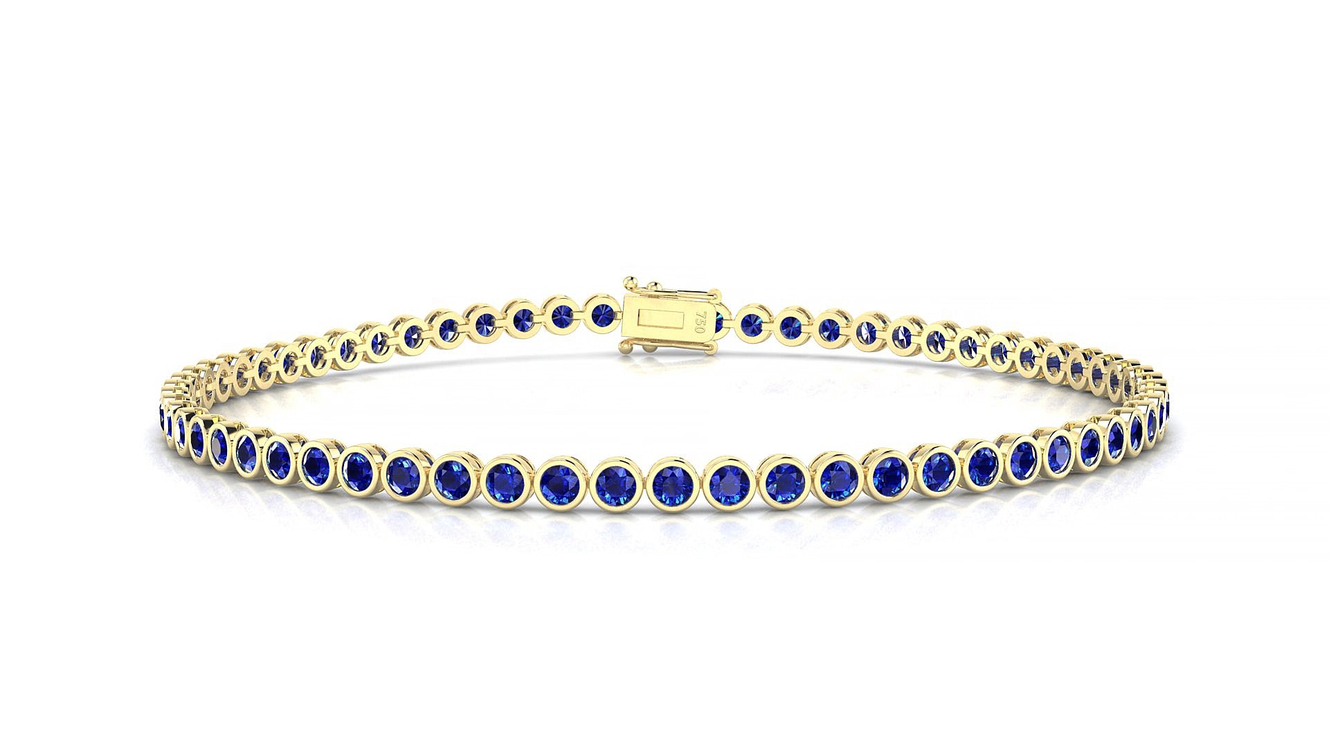 Avila | 18k Yellow Gold 2 mm Round Natural Sapphire 17 cm Tennis Bracelet