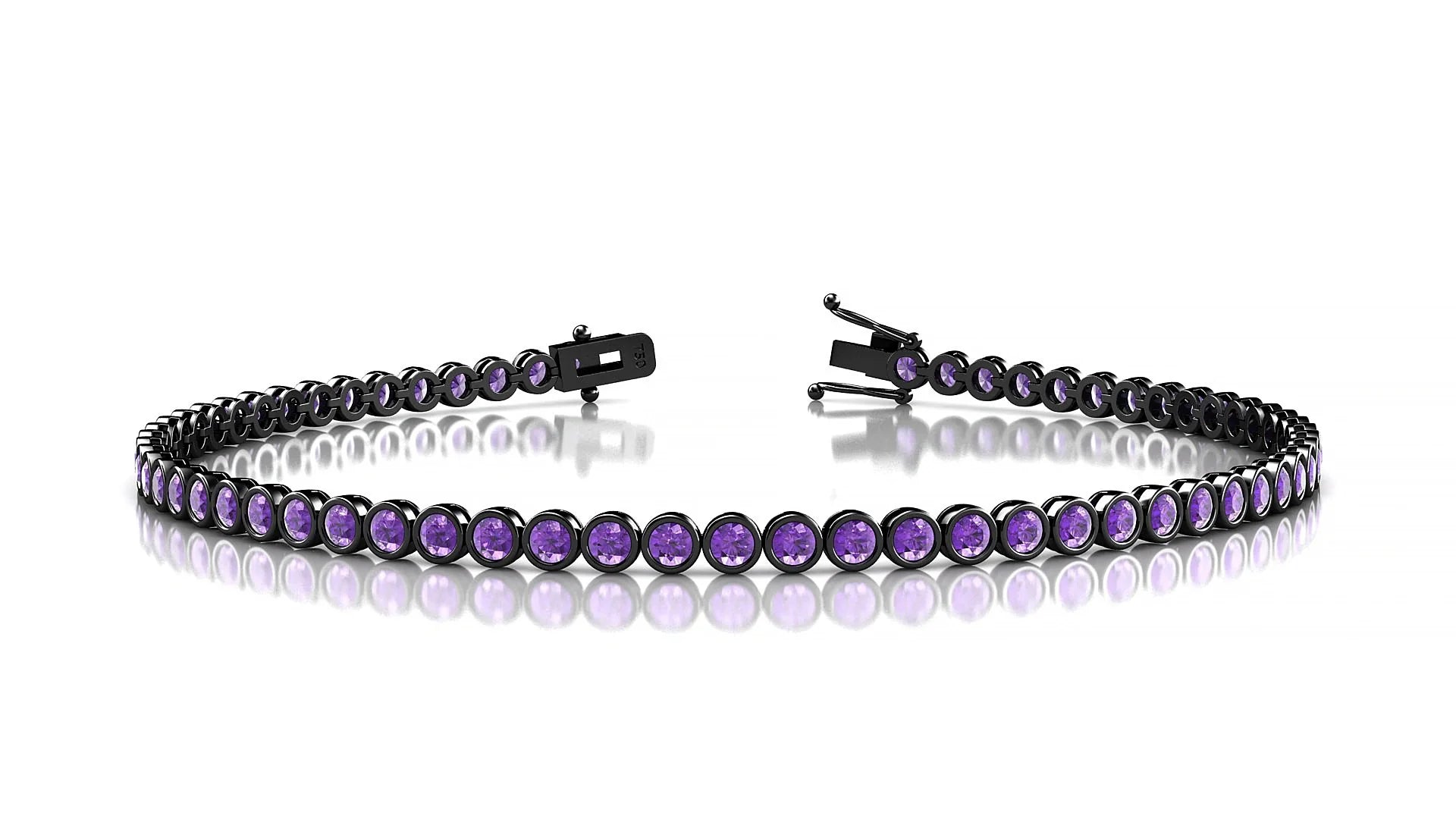 Avila | 18k Black Gold 2 mm Round Natural Amethyst Tennis Bracelet