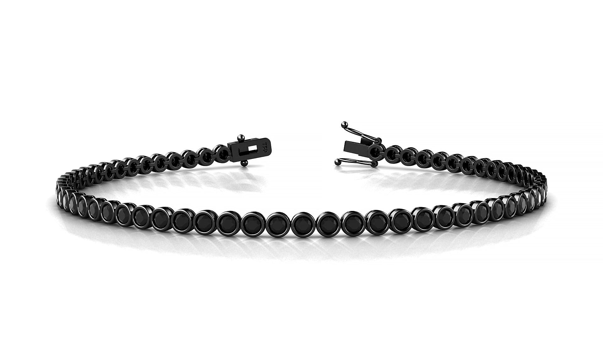 Avila | 18k Black Gold 2 mm Round Natural Black Diamond Tennis Bracelet
