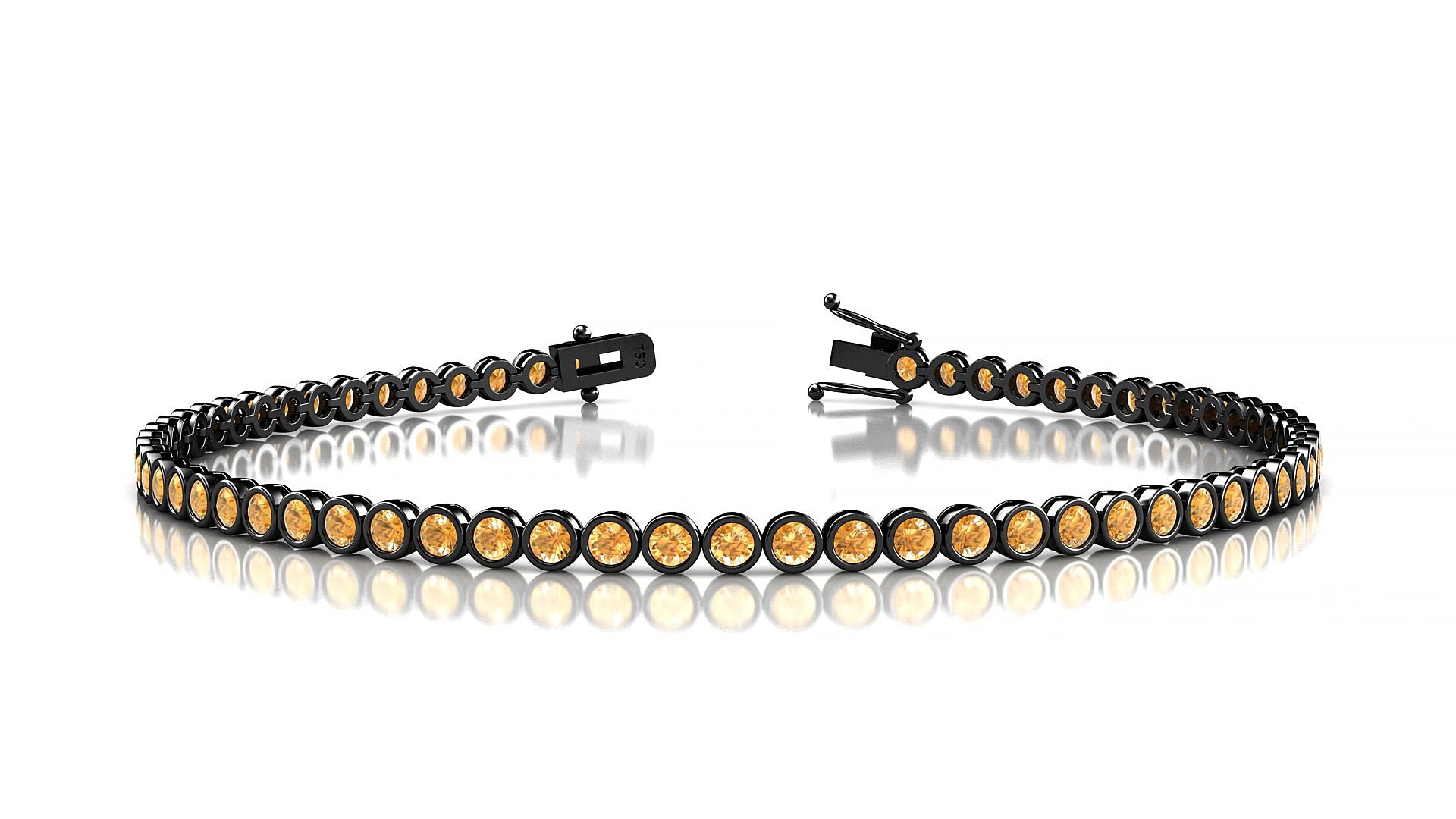 Avila | 18k Black Gold 2 mm Round Natural Citrine 18 cm Tennis Bracelet