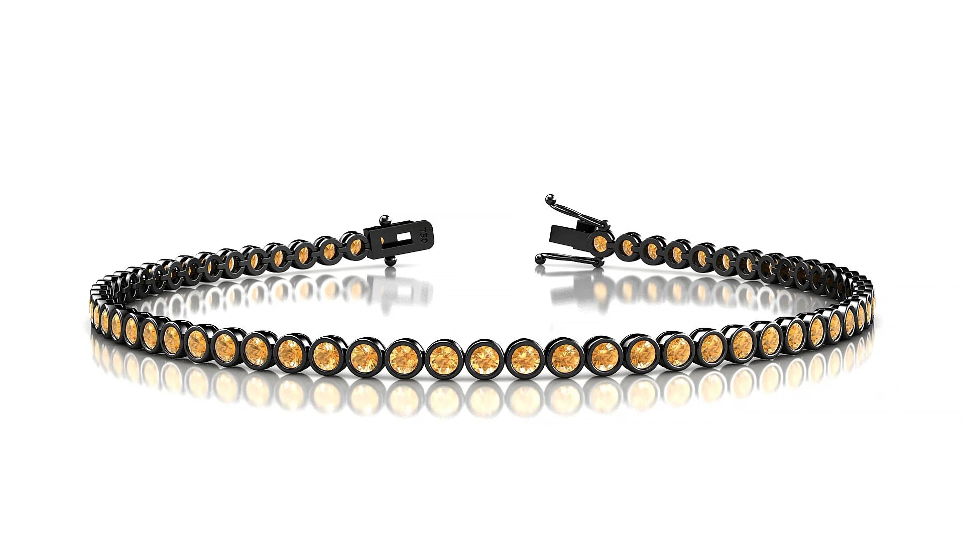 Avila | 18k Black Gold 2 mm Round Natural Citrine Tennis Bracelet